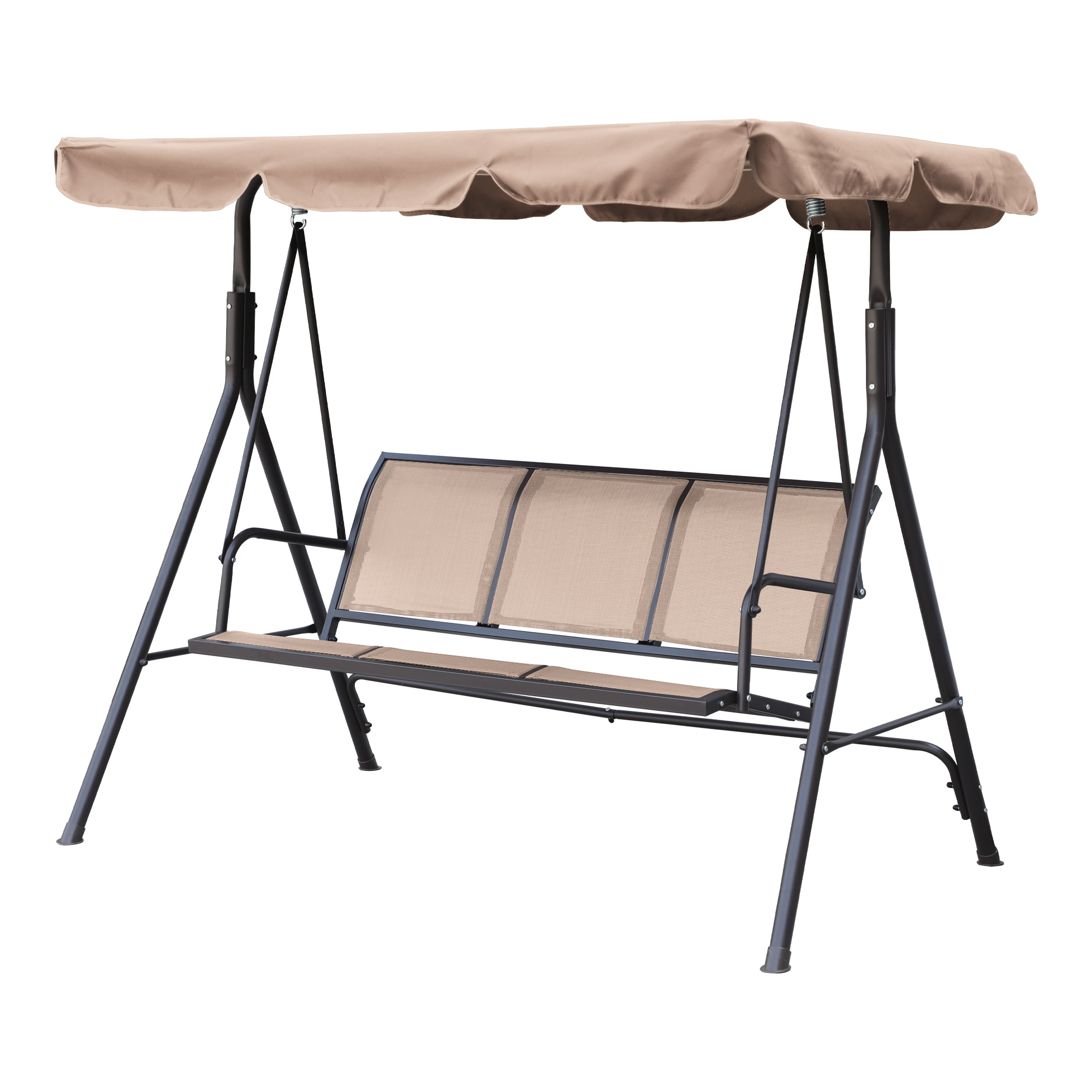 CASAINC WF-OP70493BK 3-person Beige Steel Outdoor Swing 3 -person Beige Steel Outdoor Swing