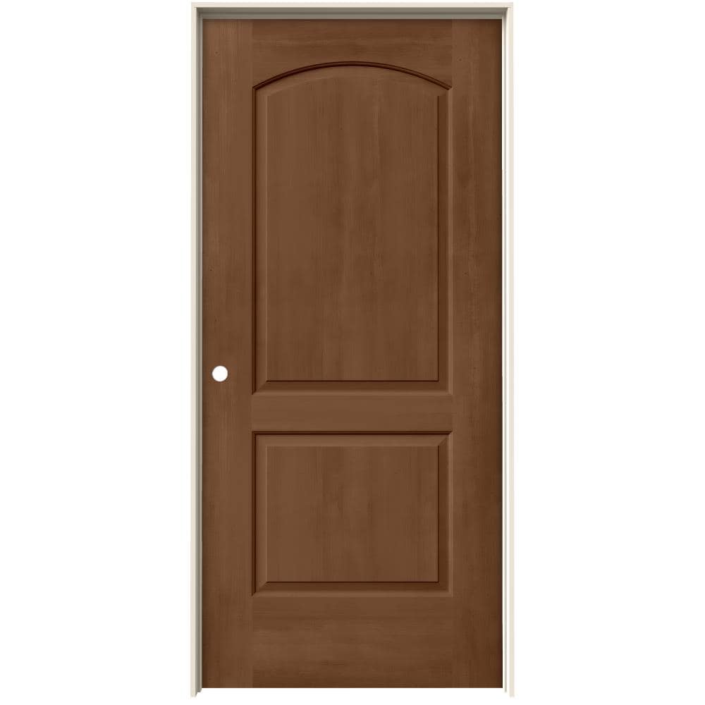 JELD-WEN LOWOLJW222201092 36-in x 80-in Hazlenut Solid core 2-panel round top Right hand Smooth Stained Molded composite Flat Jamb Single Prehung Interior Door