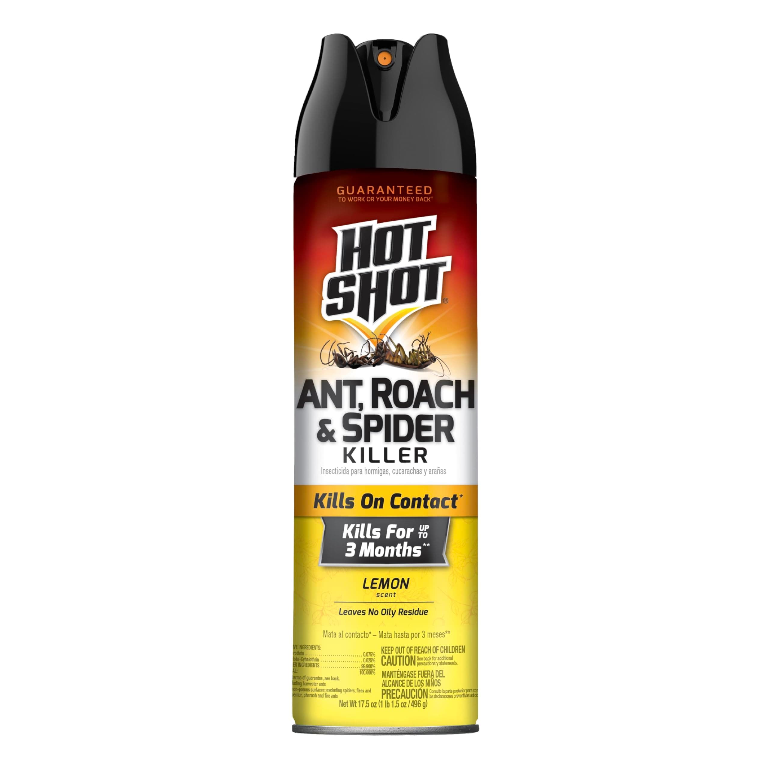 Hot Shot  Ant Roach Spider Killer 17.5 oz Lemon Scent Aerosol