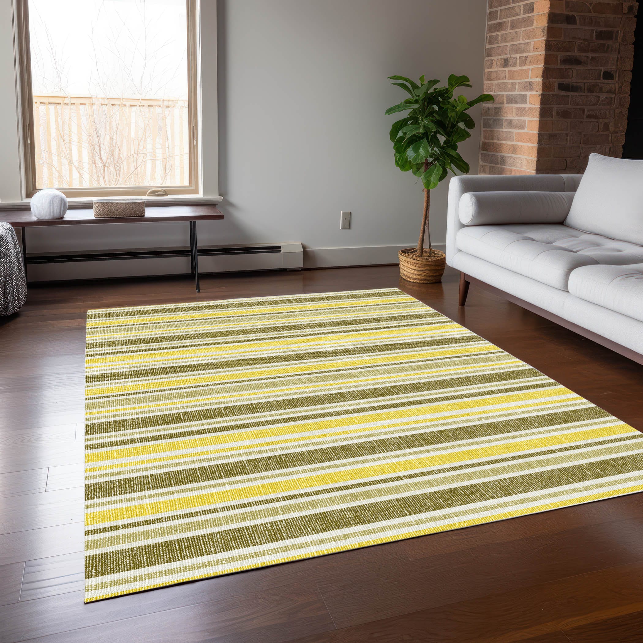 Addison Rugs ACN531KH30X46 Chantille 2 x 3 (ft) Polyester Khaki Rectangular Indoor/Outdoor Stripe Machine washable Area rug