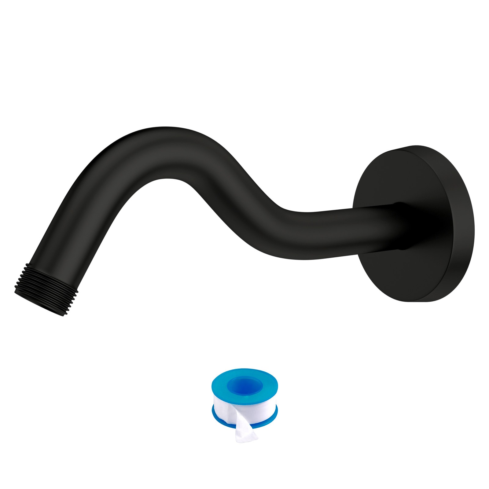 EVERSTEIN Q-862-OTOP Matte Black 8-Inches Universal Shower Shower arm 0.5-Inches -ID