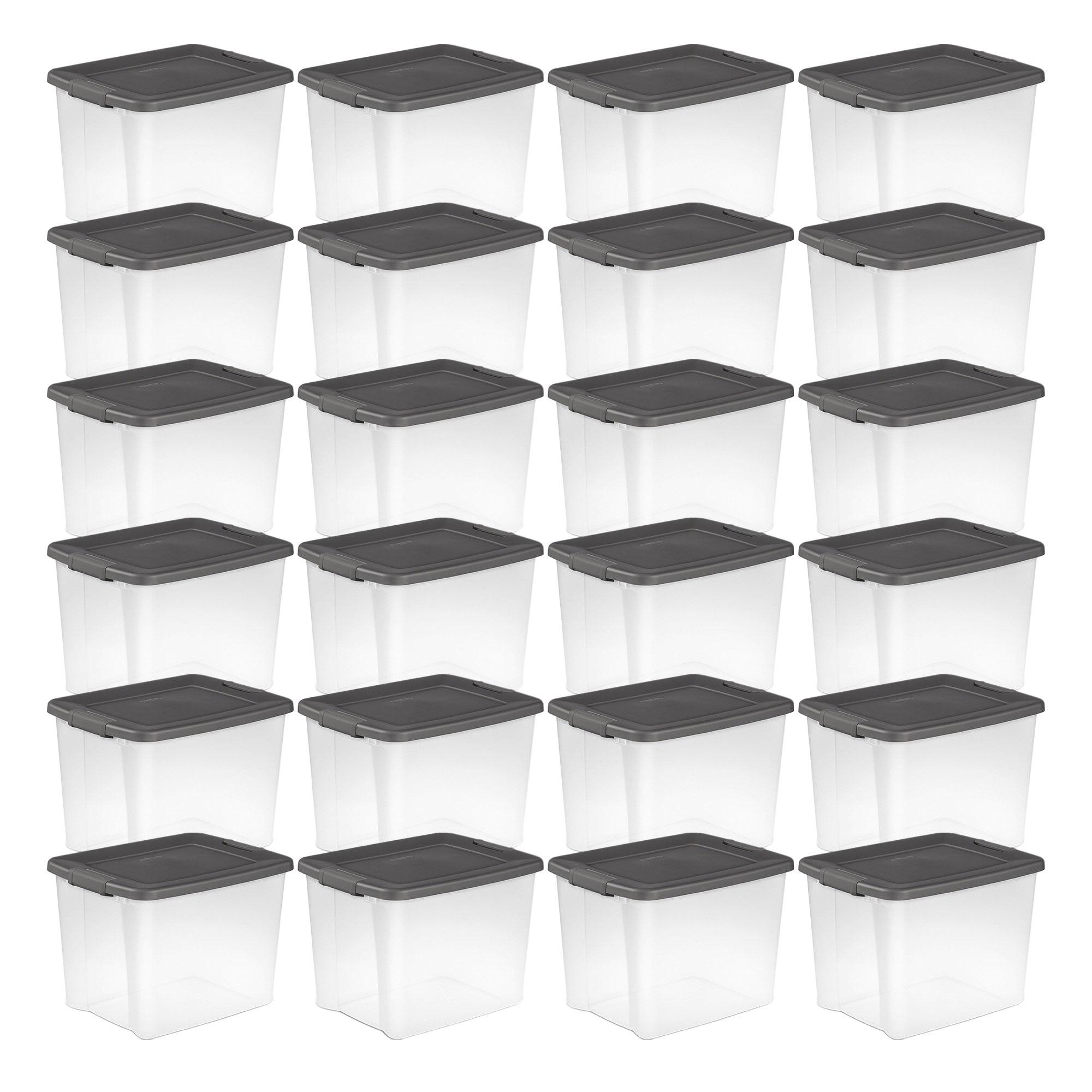 Sterilite 50 qt. Storage Clear Base Stackable Latching Shelf Tote (24-Pack)