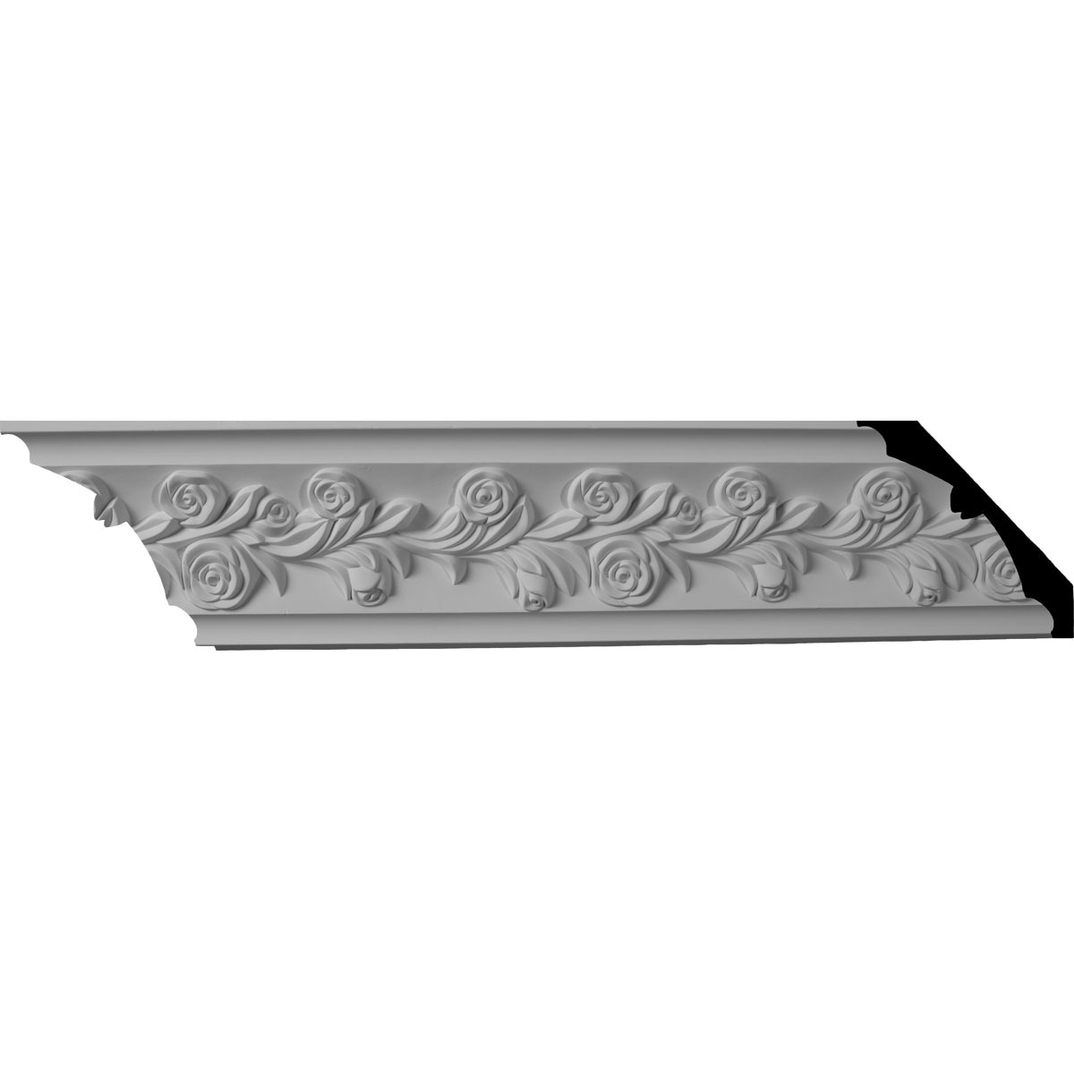 Ekena Millwork 687013 Rose 5-1/2-in x 7-ft 10-1/2-in Primed Urethane Crown Moulding 12 -Pack