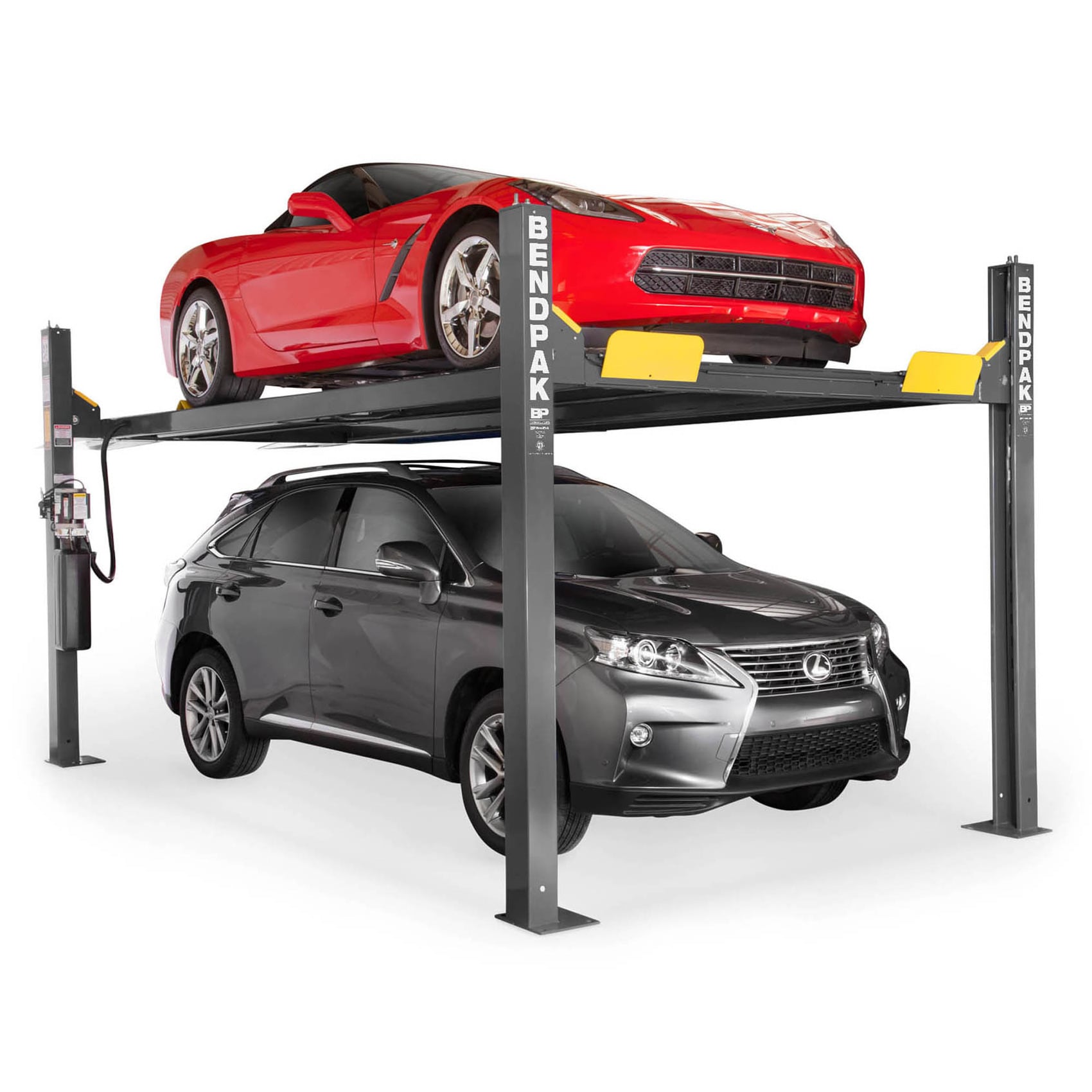 BendPak 5175863 HD-9XW Extra-Tall 4 Post Car Lift 9000 lbs. Capacity - Versatile Freestanding Lift, 220V Power Unit