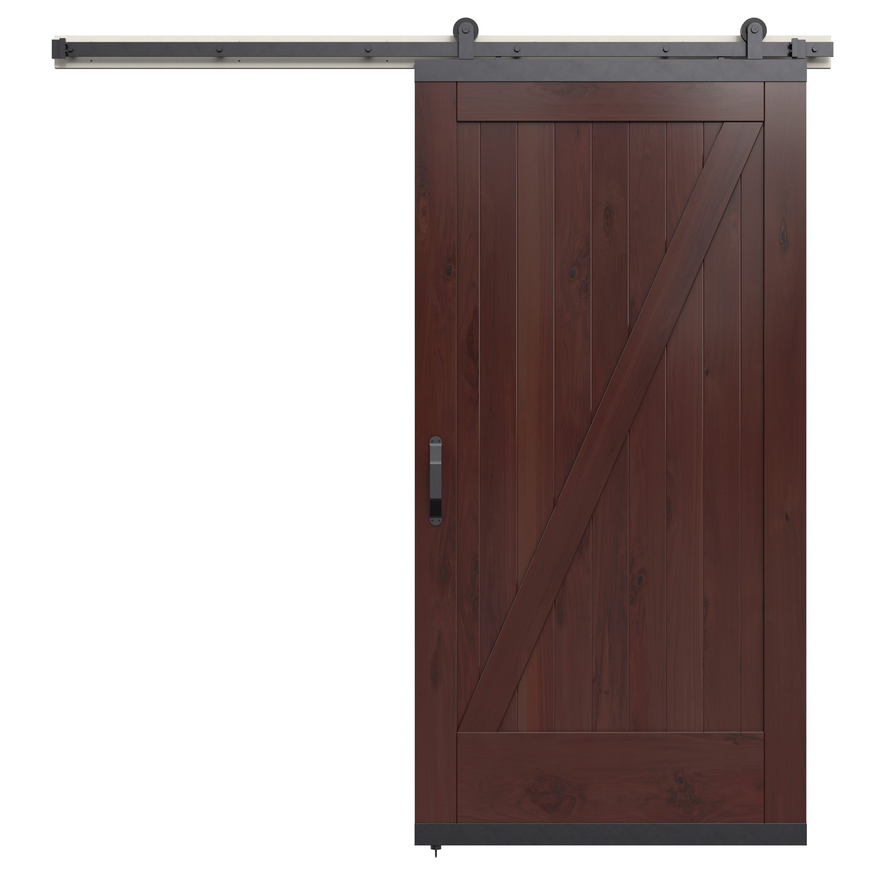 JELD-WEN LOWOLJW248800077 42-in x 80-in Spice Z-frame Walnut Wood Solid core Single Barn Door (Hardware Included)