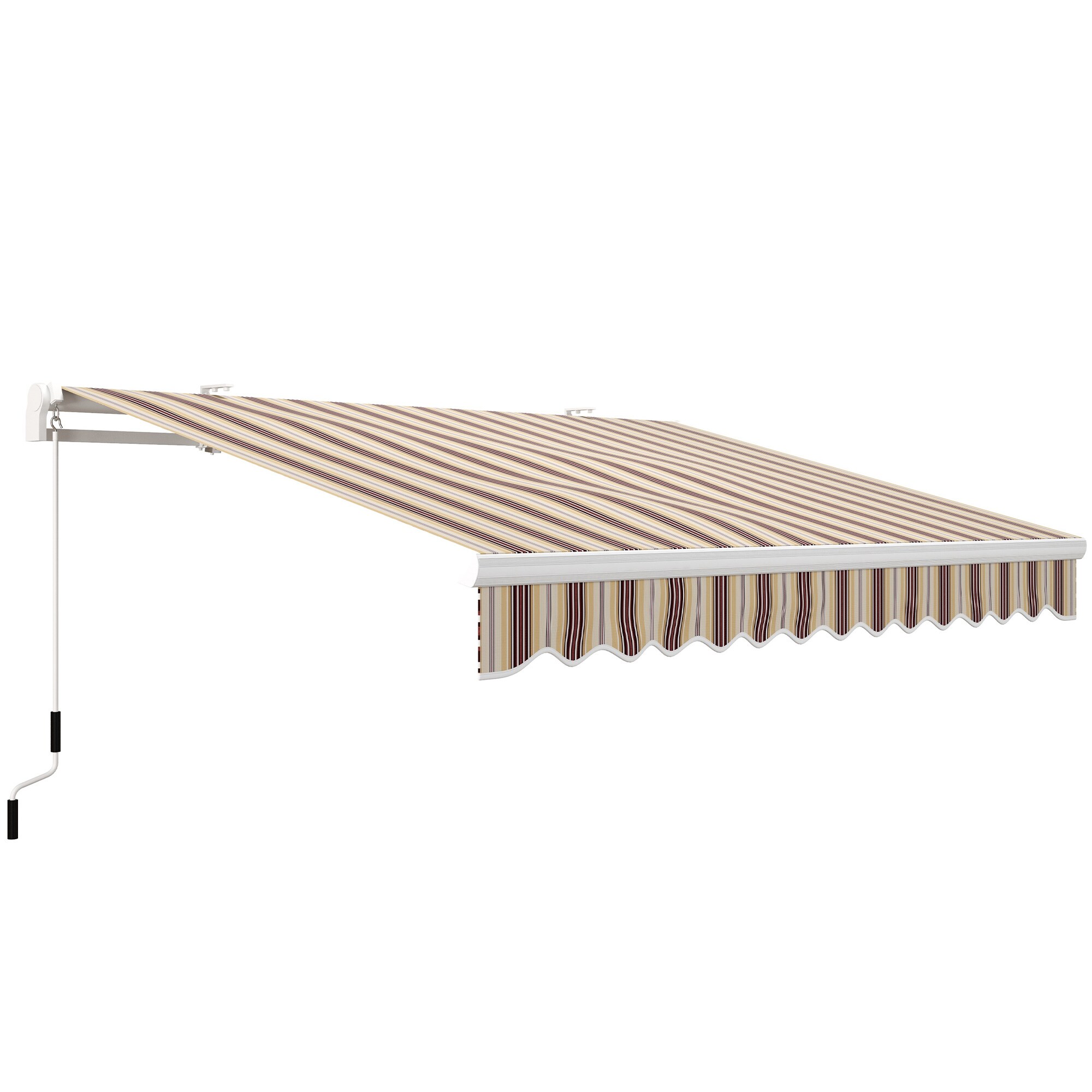 Outsunny 840-151RD 13' x 8' Manual Retractable Awning Sun Shade Shelter for Patio Deck Yard with UV Protection and Easy Crank Opening Red and White Stripes