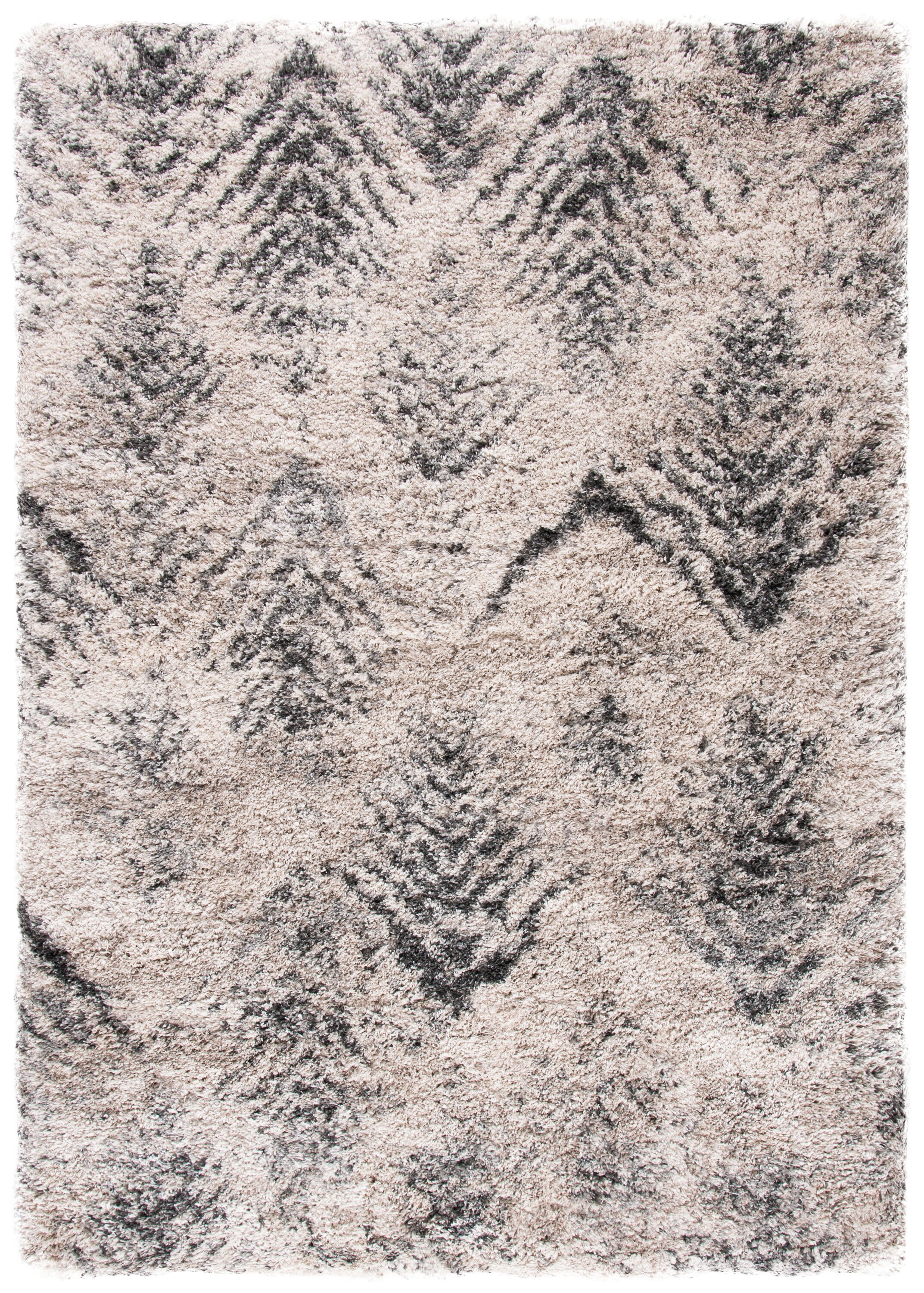 Gray and Cream Reversible Shag Rug 2' x 3'