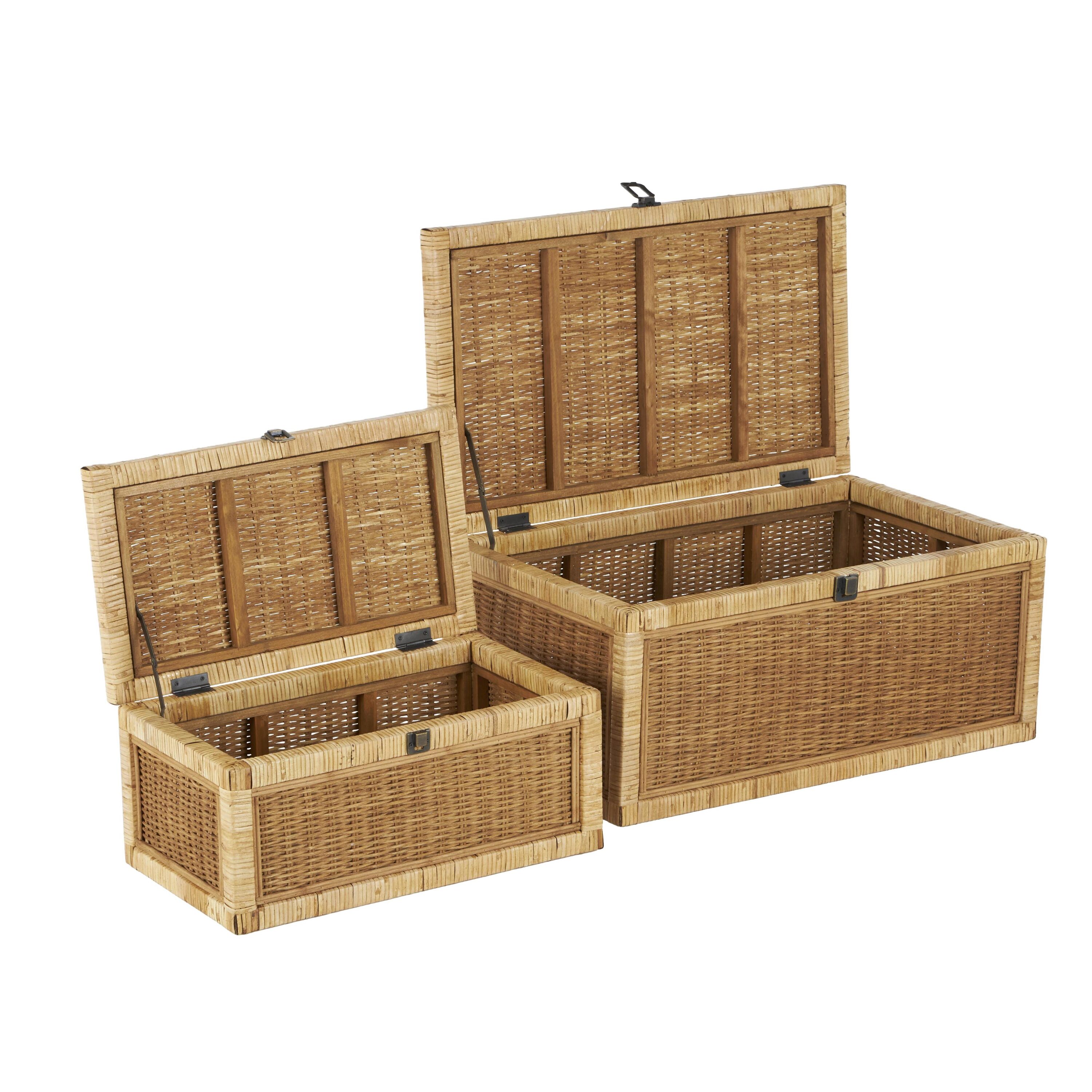 Handmade Natural Wood Rectangular Lidded Storage Box Set