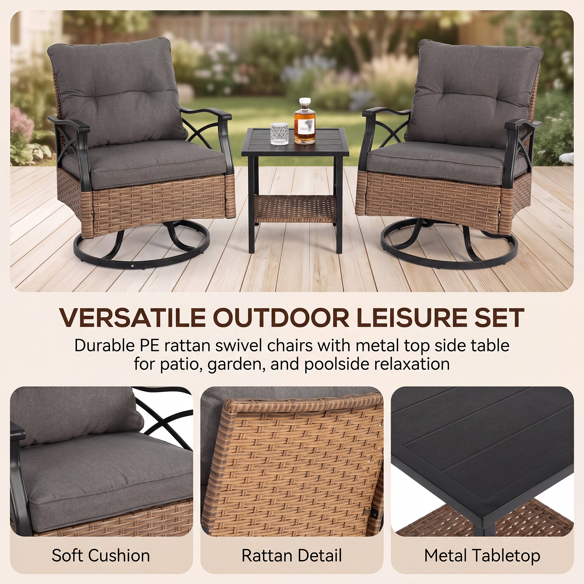 TEINIE HJJ-W640P001 Patio-Conversation-Sets - View #7