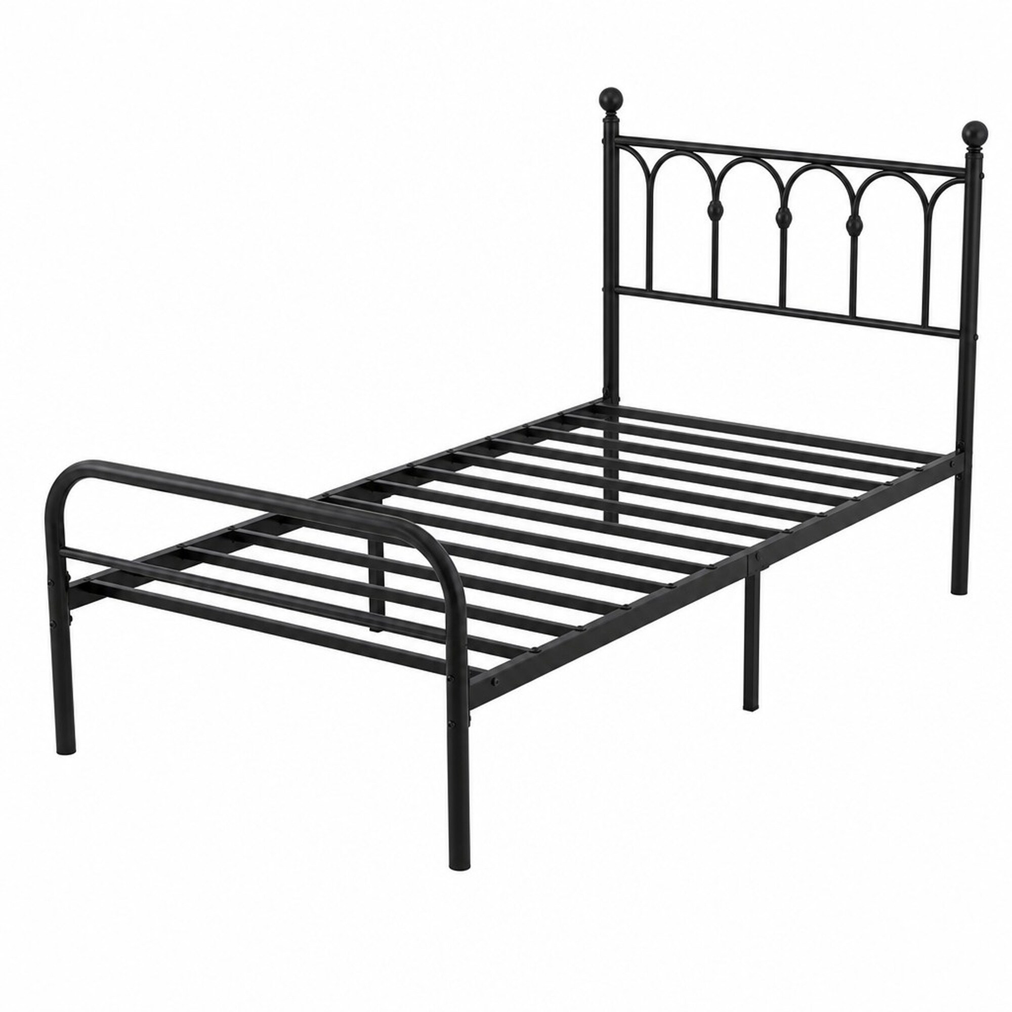 Numhew - 75in L 36in W 43in H Steel Slat Black Platform Bed Frame