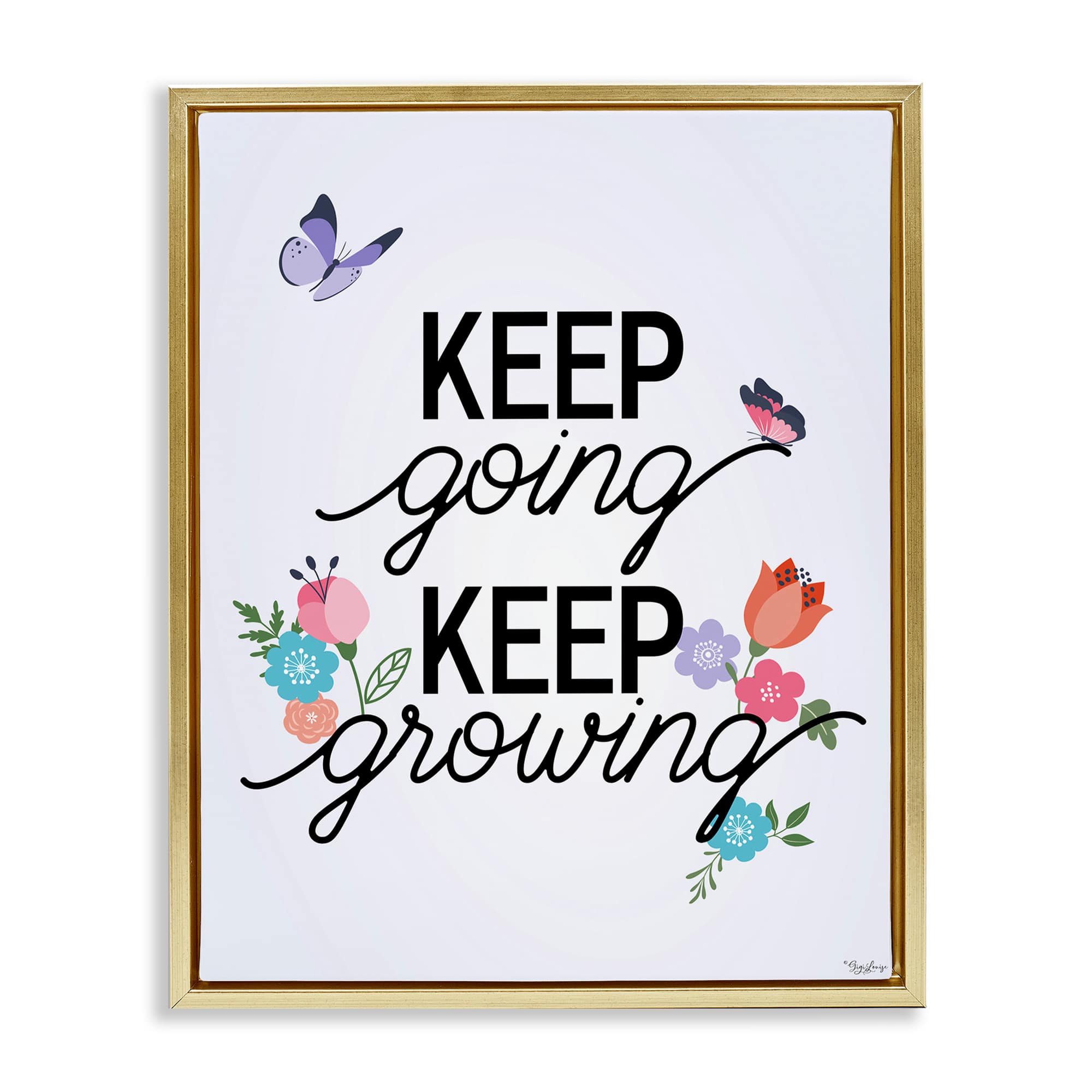 Stupell Industries BS-441-FFG-16X20 Keep Going and Growing Floating Frame design by Gigi Louise