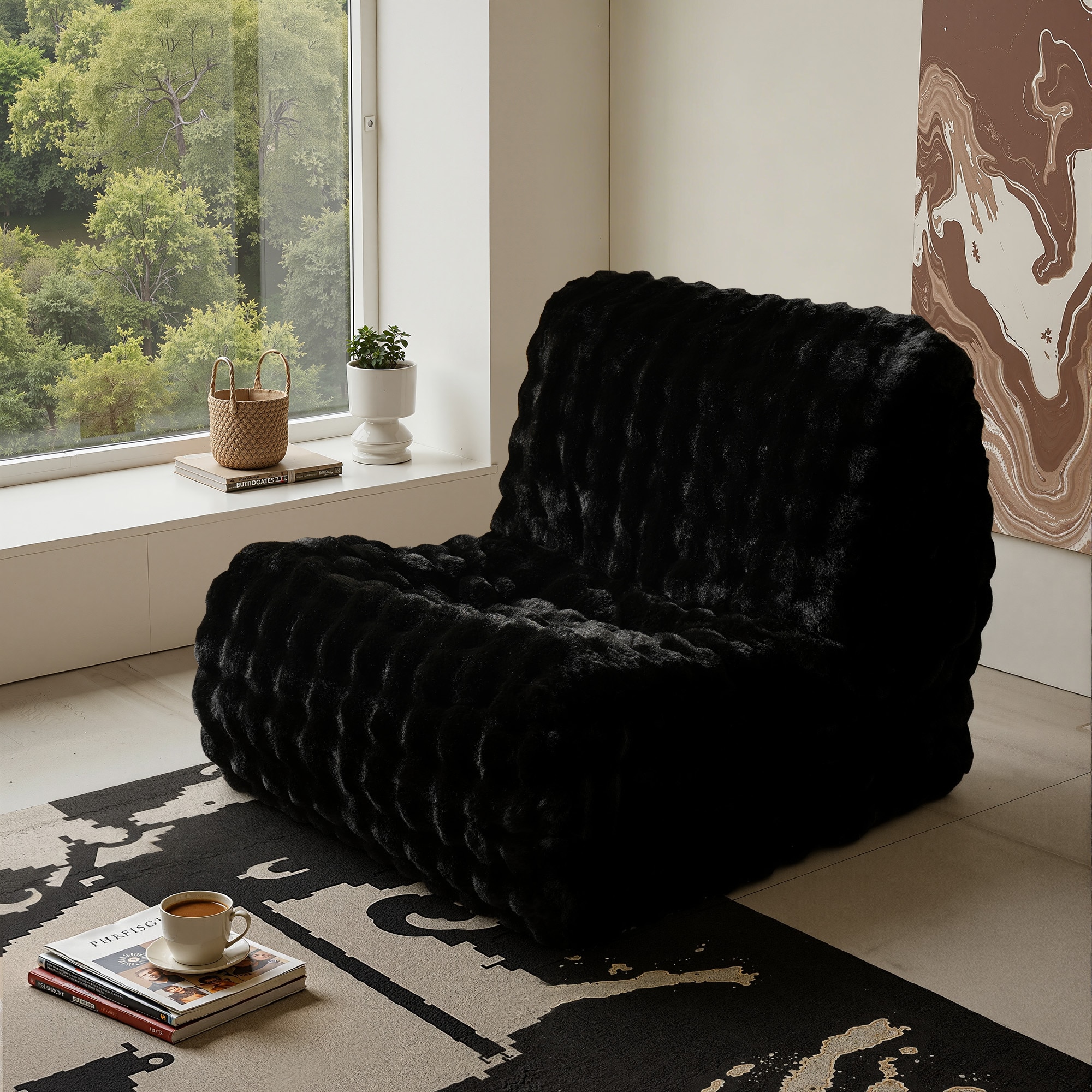 Toject Bean Bag Chair for Adult Giant Beanbag with Plush Faux Fur