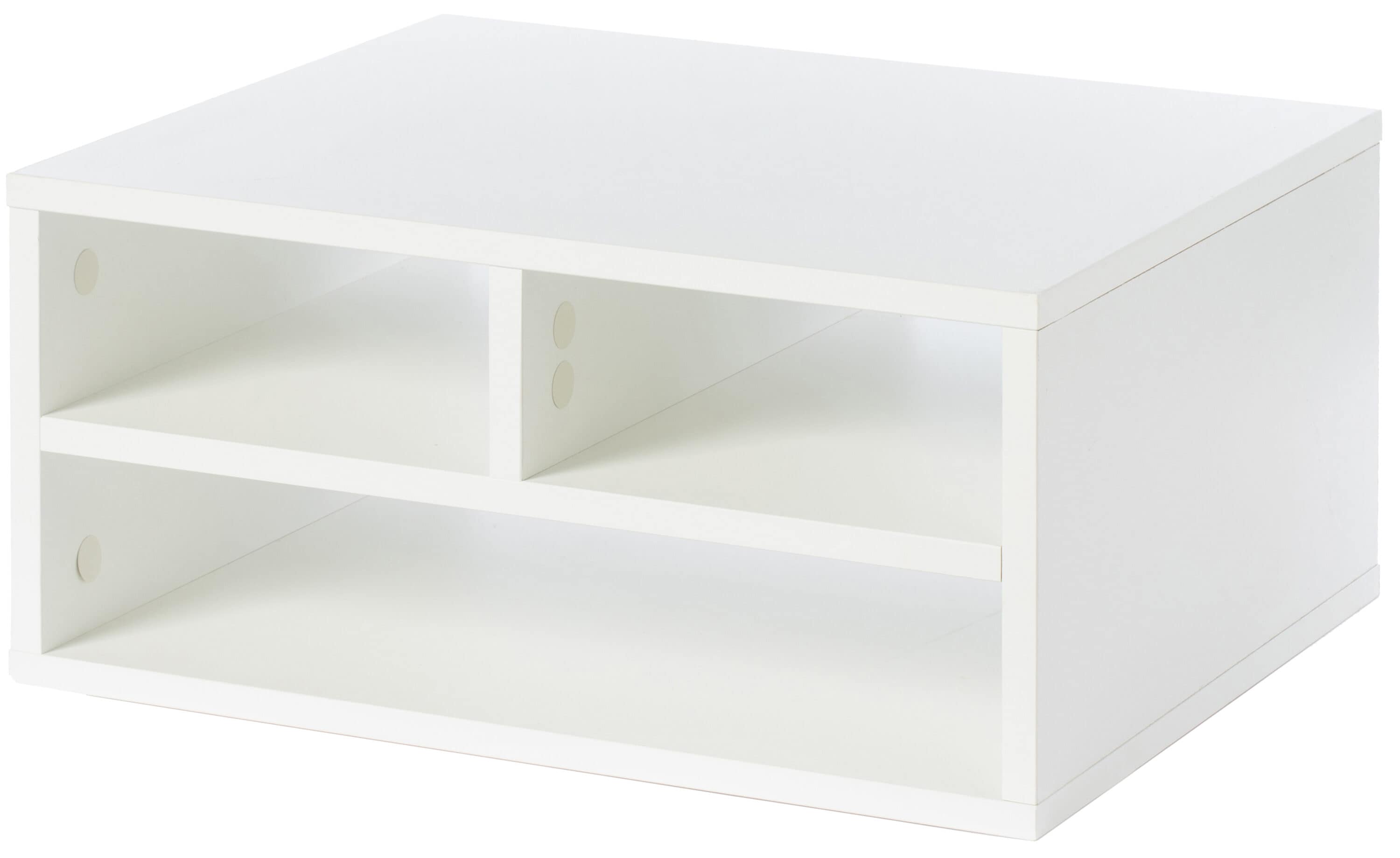 White Wood Compact Desktop Printer Stand with Storage