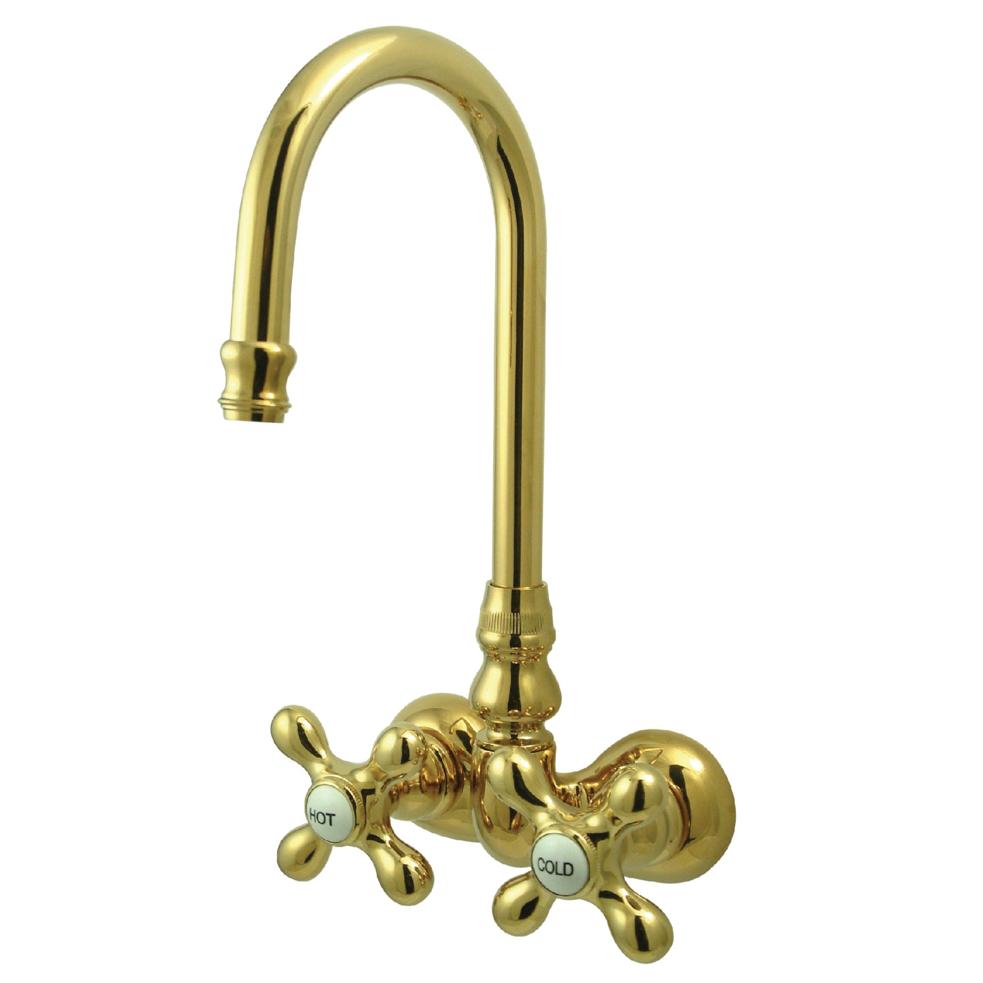 Kingston Brass WLCC77T2 Vintage Polished brass 2-handle Wall-mount High-arc Bathtub Faucet ( Valve Included )