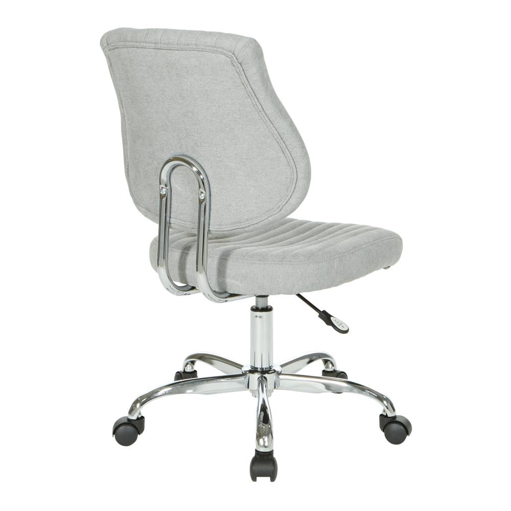 Fog Gray Ergonomic Armless Swivel Office Chair with Chrome Base