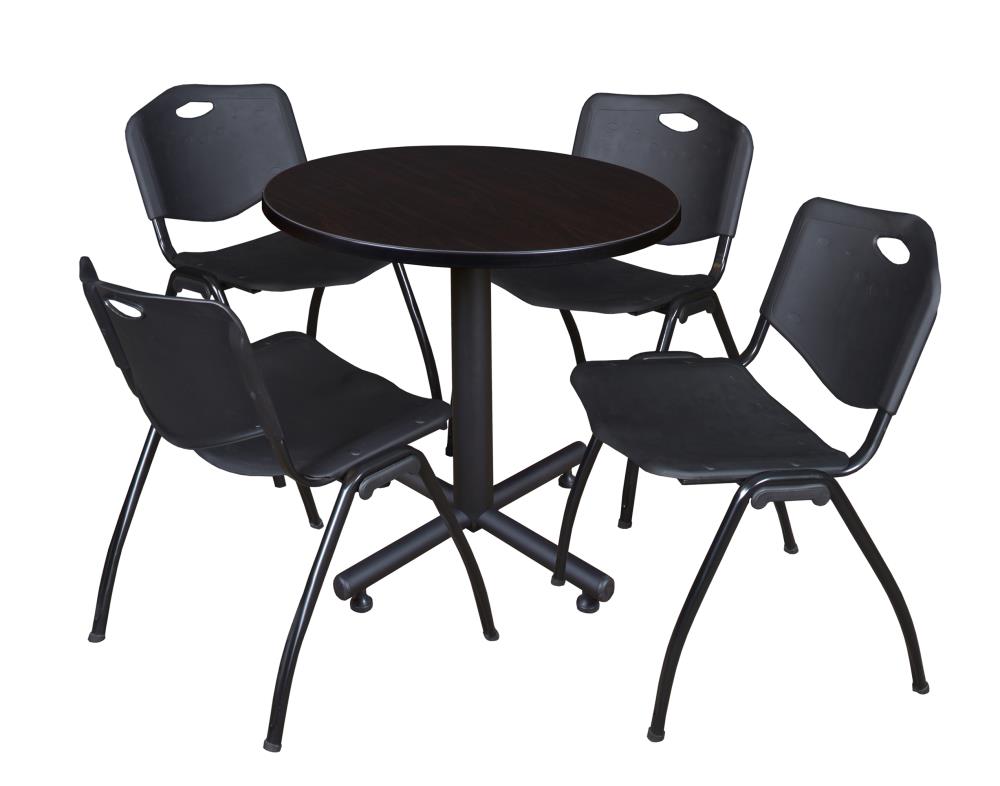 Regency TKB30RNDMW47BK Breakroom Brown 4-Person Training Table (30-in W x 29-in H)