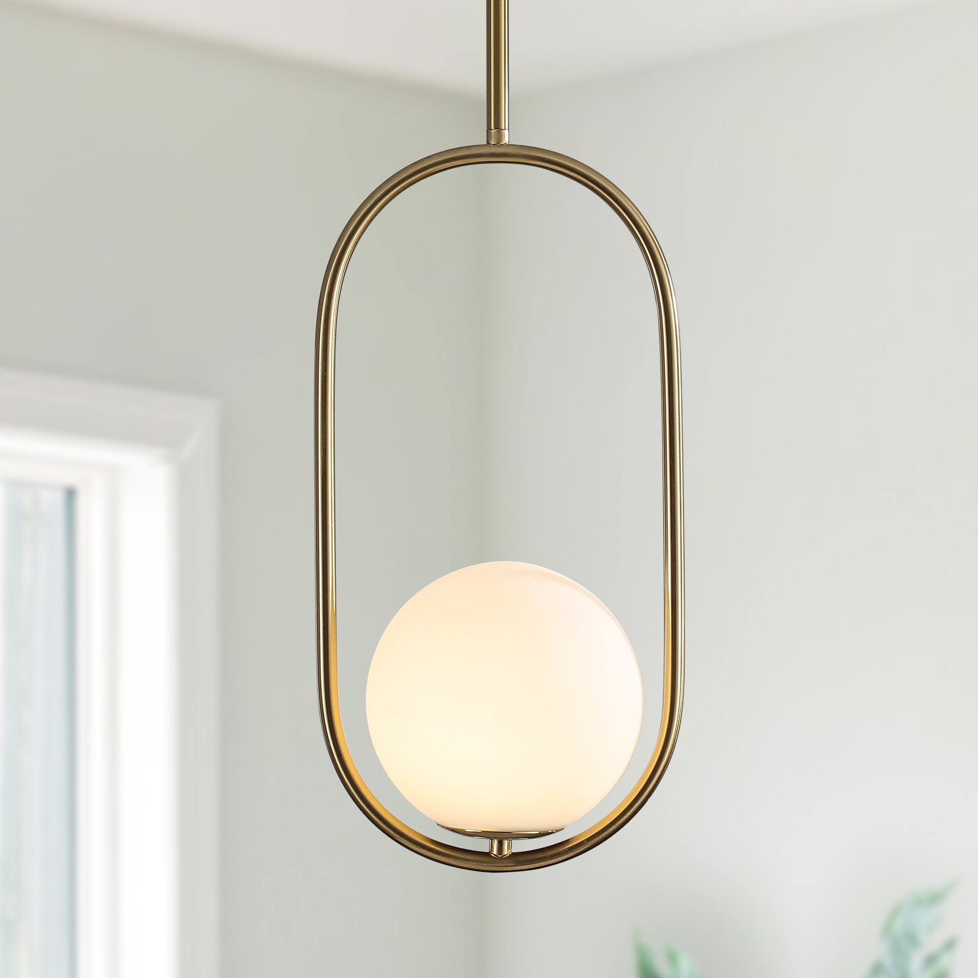 Zjvaive 7.87-Inch W Single-Light Gold Modern Minimalist Metal Pendant Light With Frosted Shade For Various Spaces