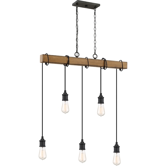 Quoizel Mesquite 5-Light Weathered Black with Faux Aged Walnut Farmhouse Chandelier Quoizel Mesquite 5-Light Weathered Black with Faux Aged Walnut Farmhouse Chandelier