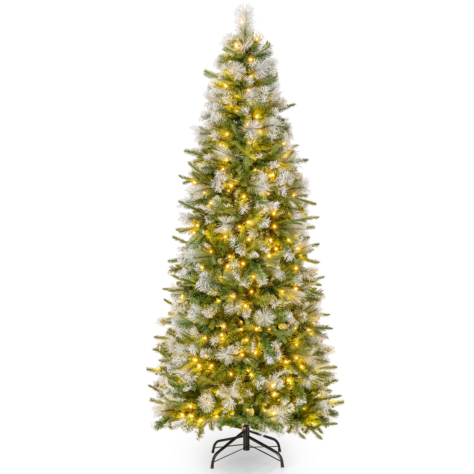 WELLFOR TX-HGY-10018US 6-Feet Pre-lit Artificial Christmas Tree with White LED Lights