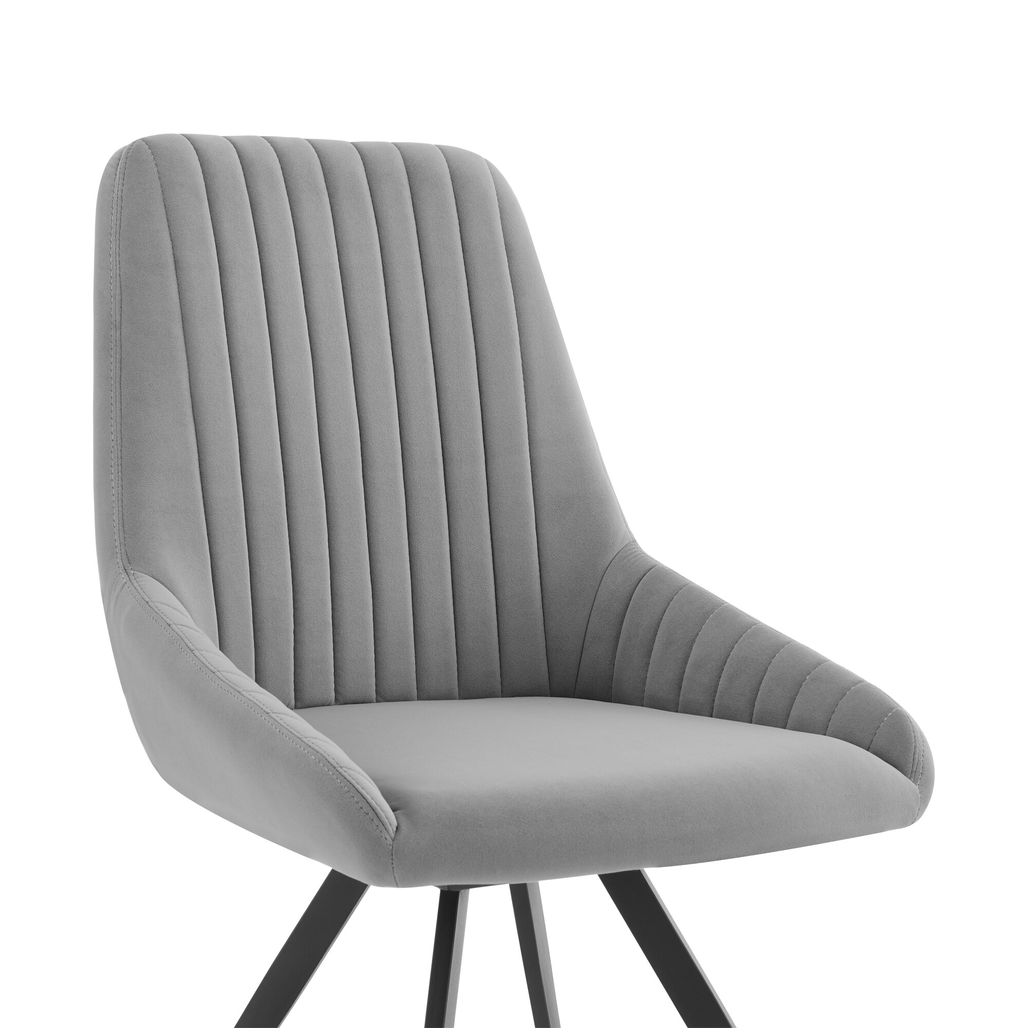 Luxurious Gray Velvet Swivel Side Chair with Metal Frame - Set of 2