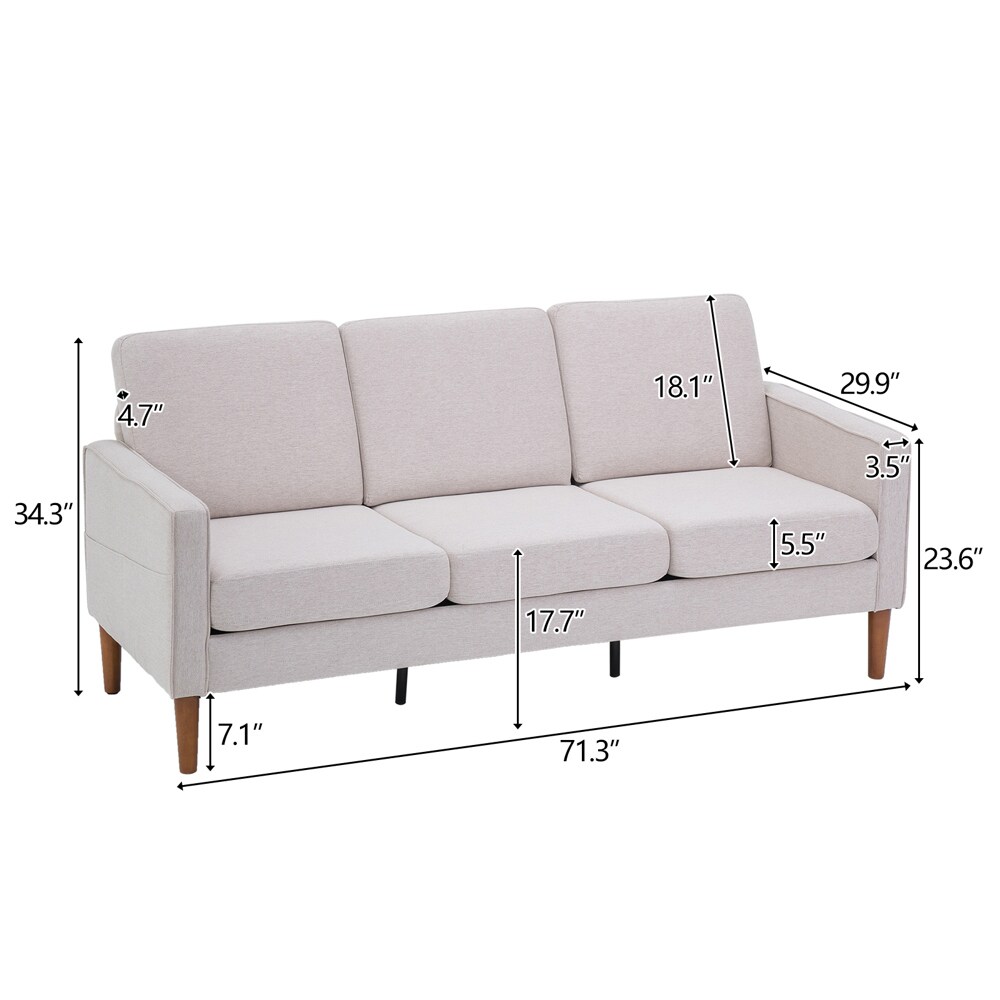 Winado 71.3-in Modern Beige Linen Sofa in the Couches, Sofas ...