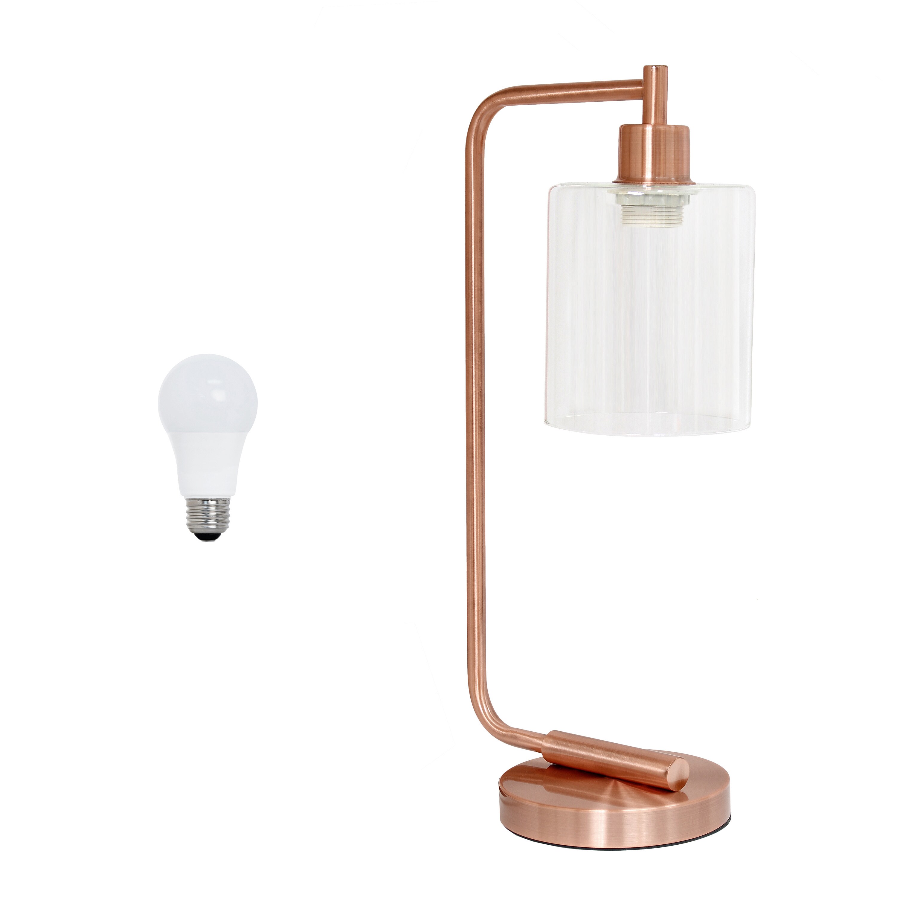Lalia Home - Studio Loft 18.8-in Rose Gold Standard Desk Lamp with Glass Shade