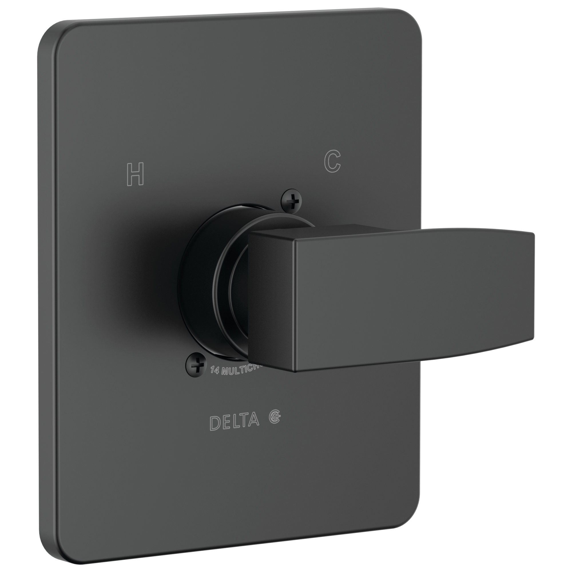 Delta T14067-BL-PP Modern Matte Black 3.19-Inches Universal Bathtub/Shower Diverter 0.5-Inches -ID