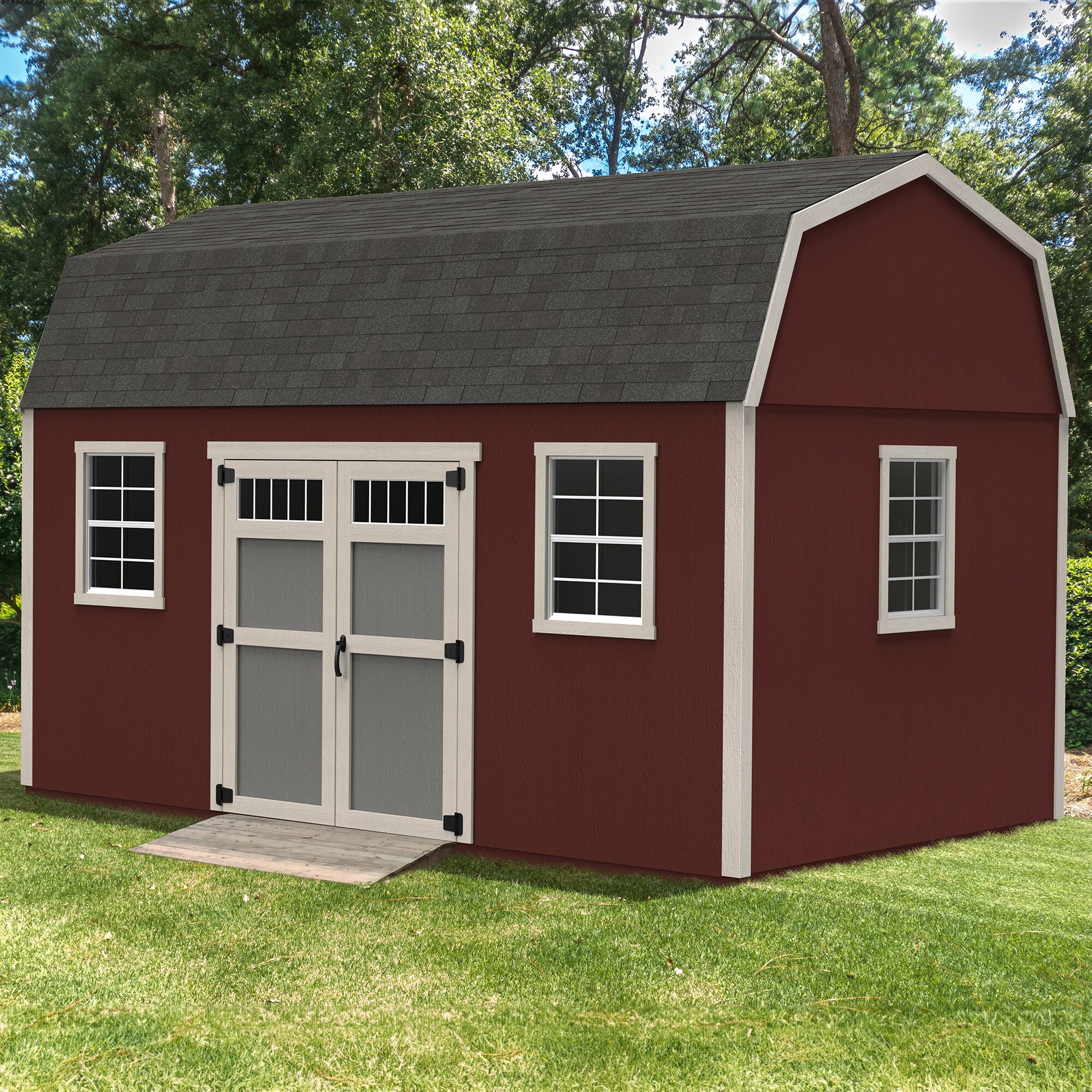 Heartland Lancaster 24-ft x 12-ft Gable Style Wood Outdoor Storage Shed with 3 Windows 1 Doors (Floor Included)