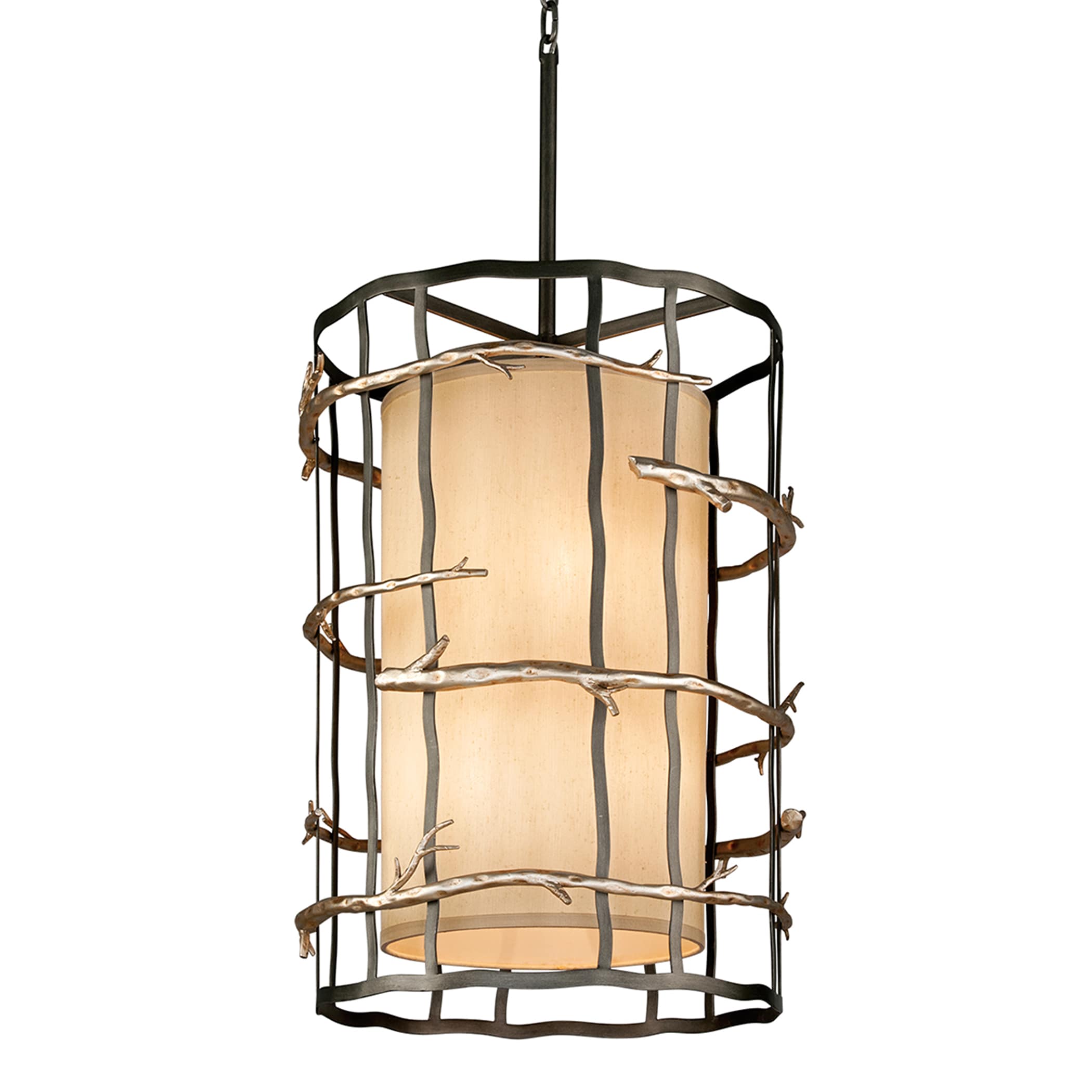 Troy Lighting F2885 Adirondack 6-Light Graphite and Silver Leaf Transitional Geometric Hanging Pendant Light