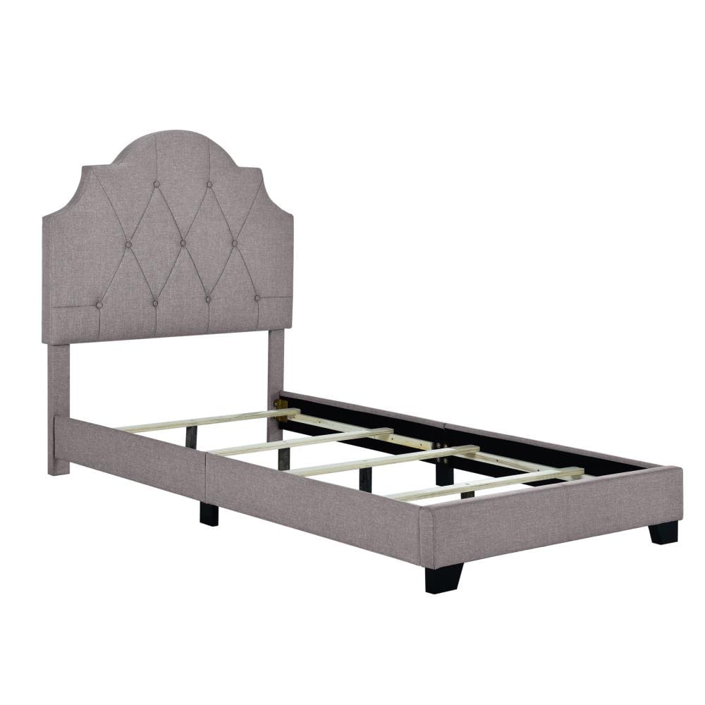 Accentrics Home Gray Upholstered Twin Bed with Shaped Silhouette ...