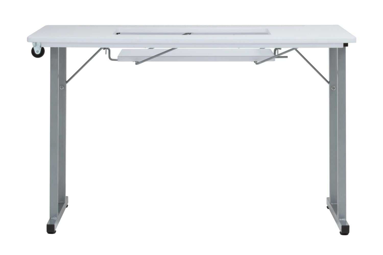 Rollaway II Compact Portable Folding Sewing Table, Silver/White