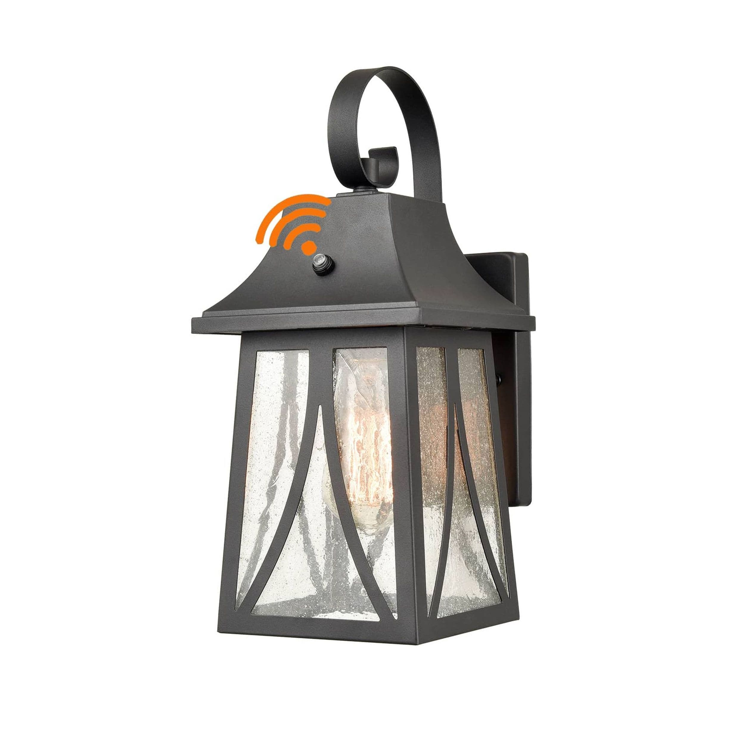 Claxy YO-T3082BU-BK-P Lantern  1 -Light 13.2-in H Matte Black Hardwired Dusk to Dawn Outdoor Wall Light