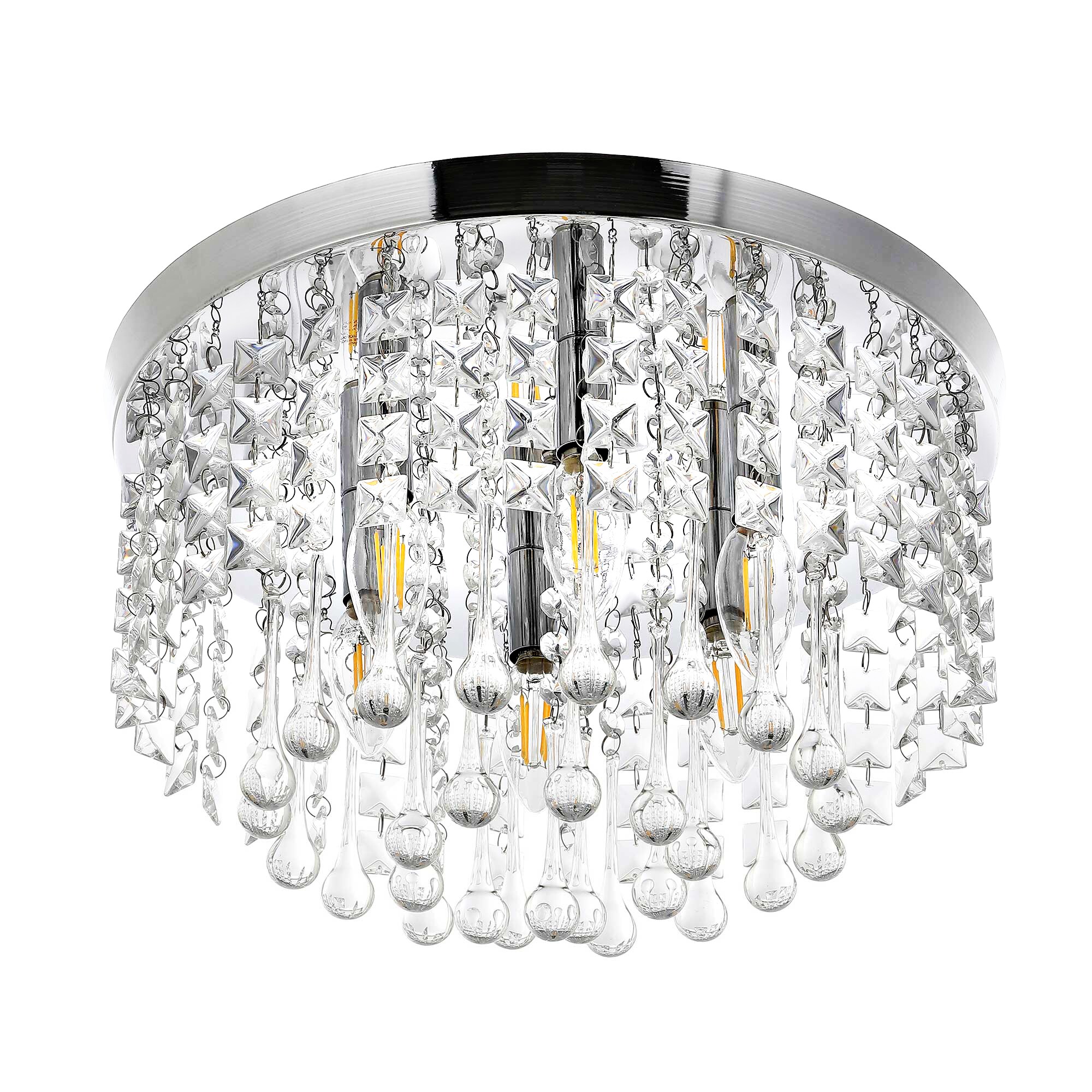 GETLEDEL 1 Light Polished Chrome LED Flush Mount Light In The Flush