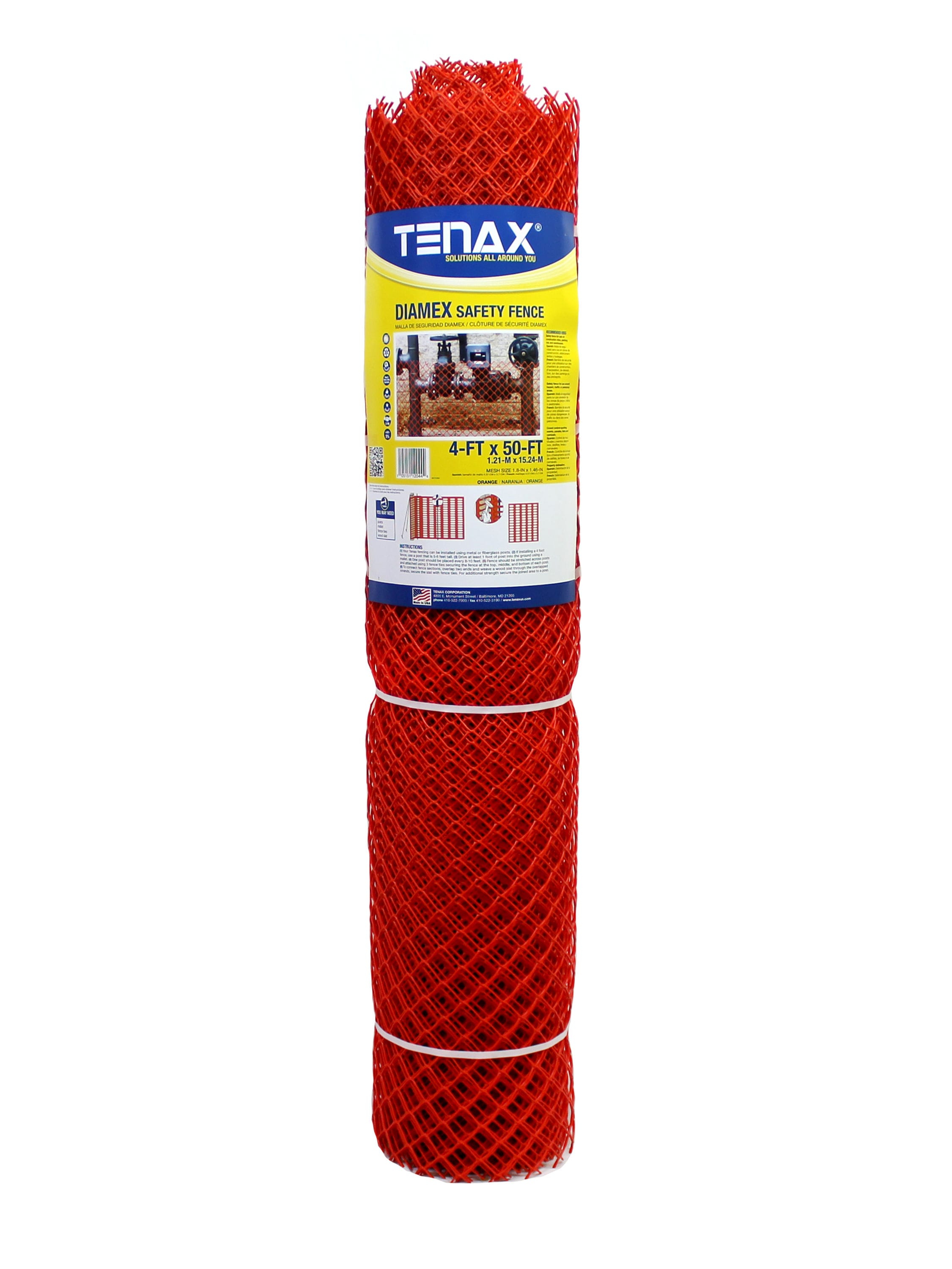 Tenax 64111204 4-ft H x 50-ft L Safety HDPE Safety Fence
