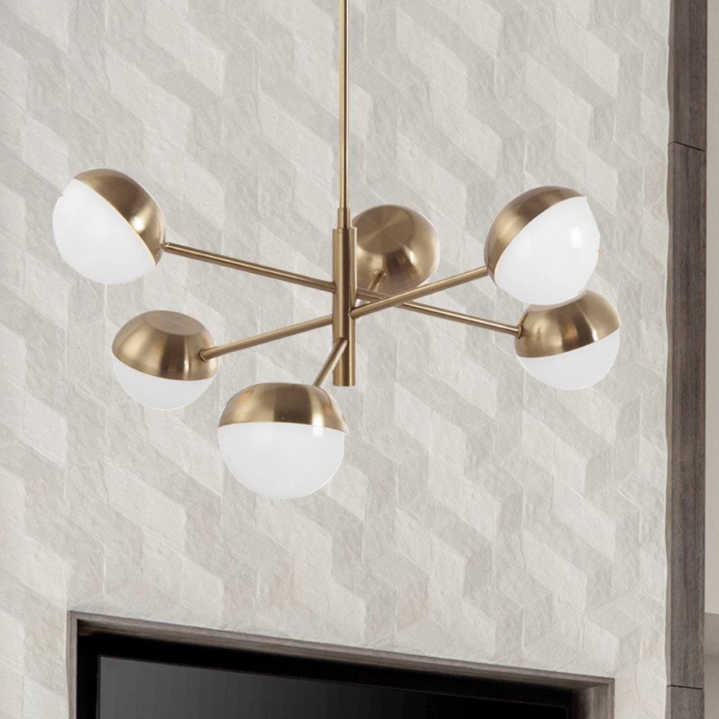 Medway 5-Light Soft Gold Modern/Contemporary LED Damp Rated Chandelier | - allen + roth SL70678SG