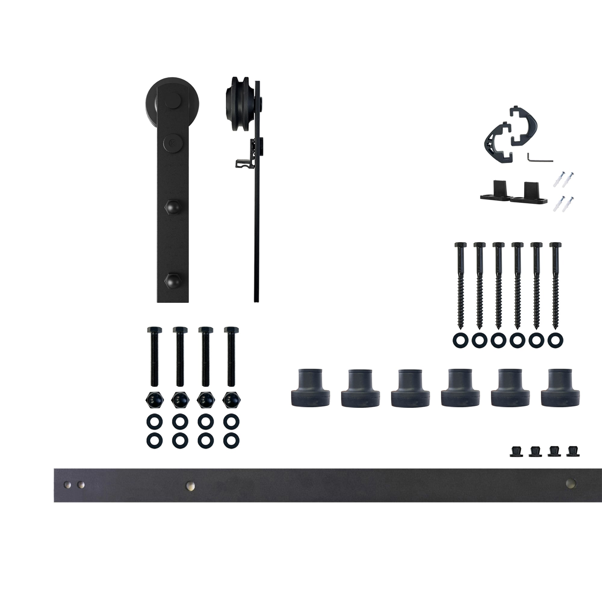 HOMACER ZT1TGH090C 90-in Rustic black Black Indoor I-strap Single Barn door hardware kit