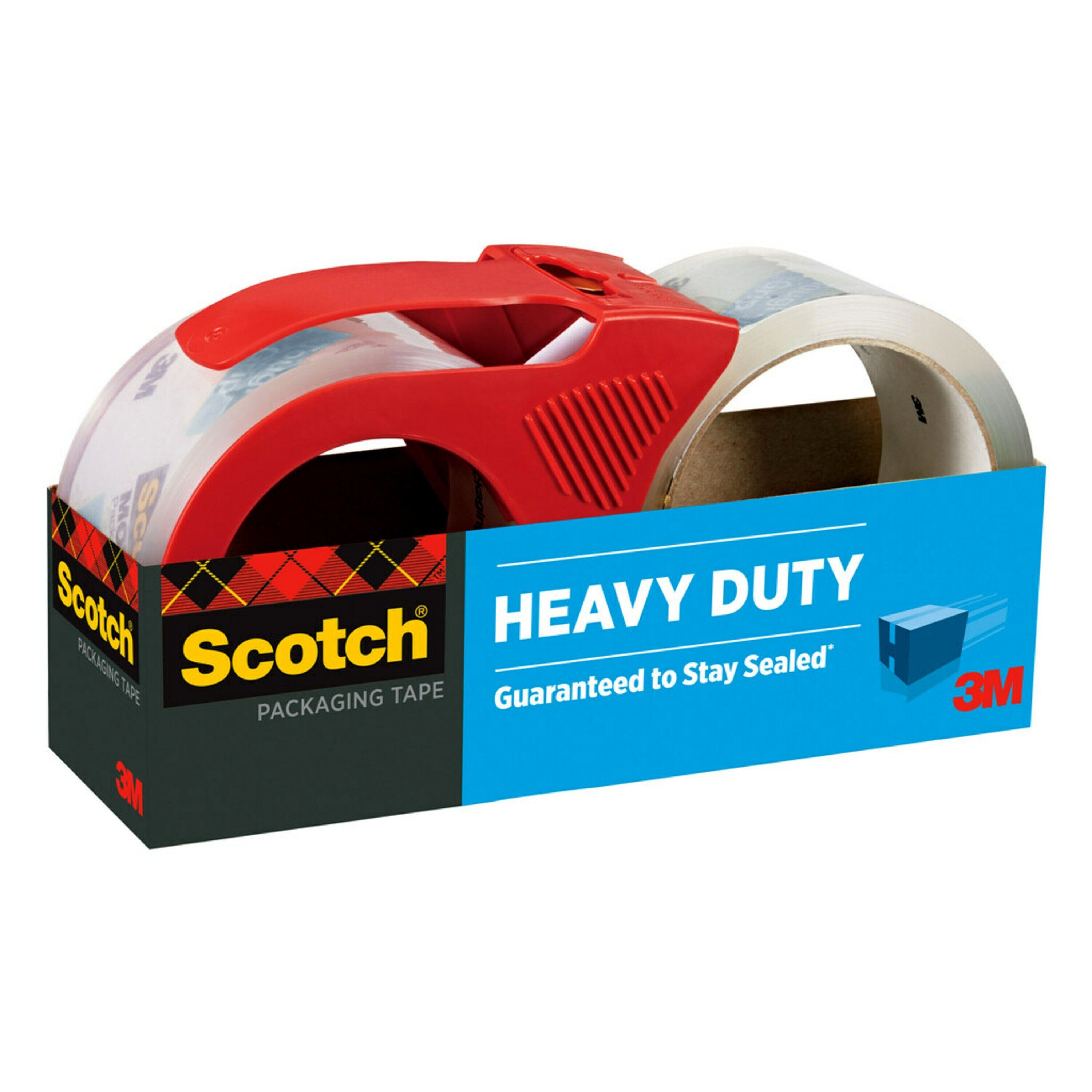 Packaging Tape Dispenser with Two Rolls of Tape, 3 Core, For Rolls Up to  0.75 x 60 yds, Red