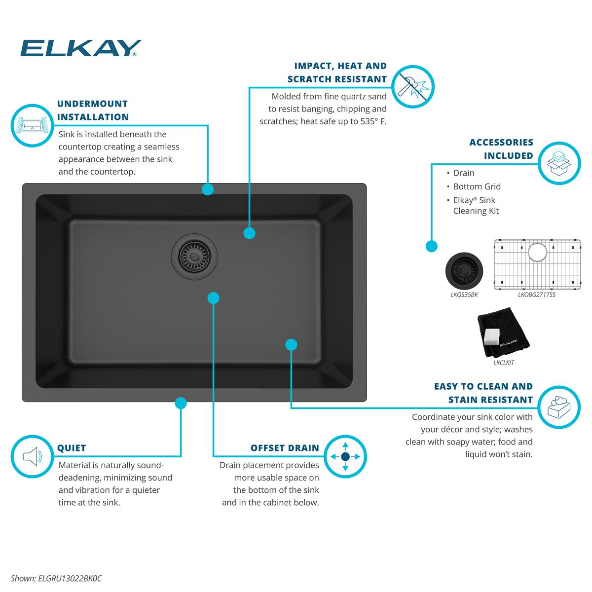 Elkay ELGRU13022BK0C Kitchen-Sinks - View #5