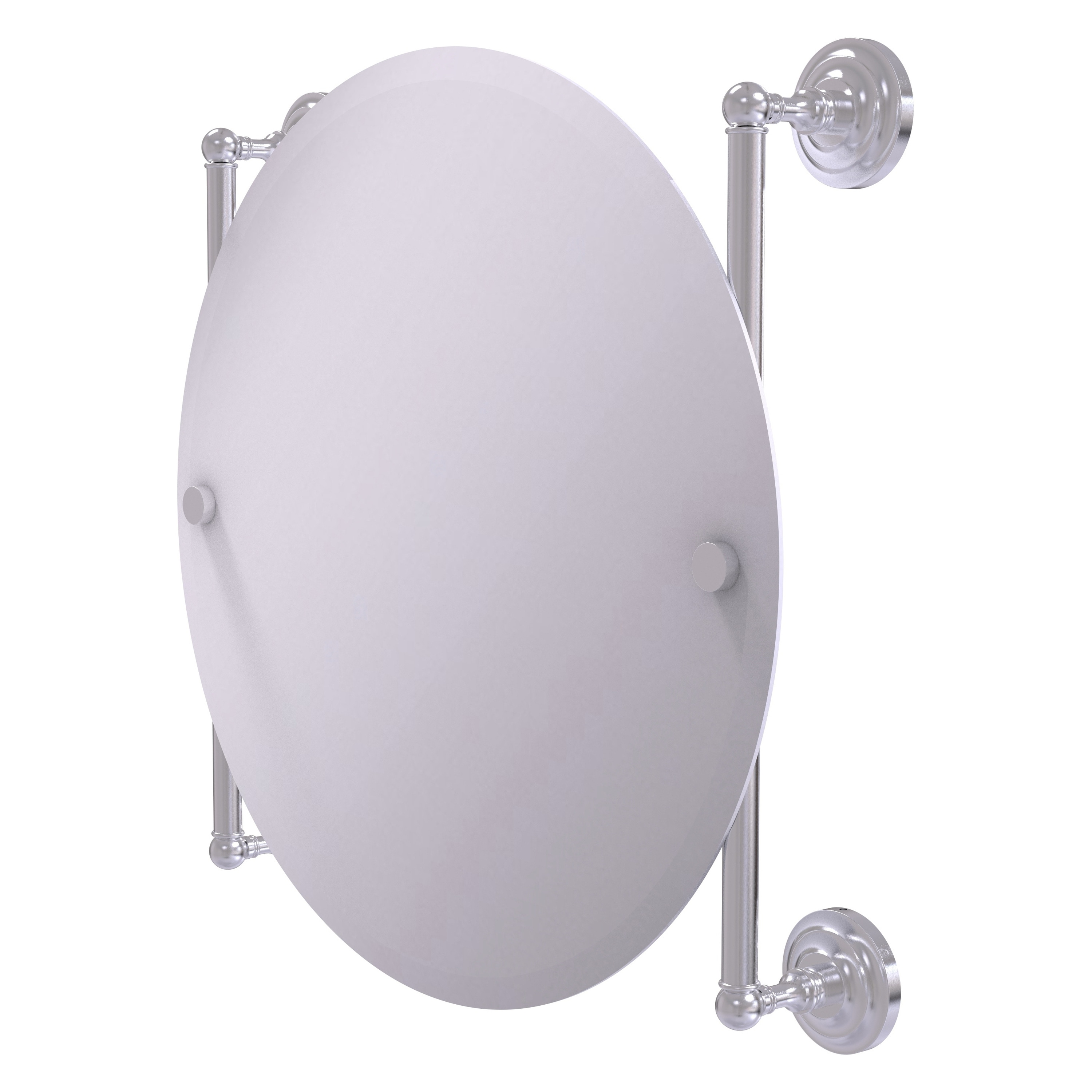 Allied Brass QN-27-90-SCH Que New 22-Inches x 22-Inches Beveled Frameless Round Bathroom Vanity Mirror ( Satin Chrome )