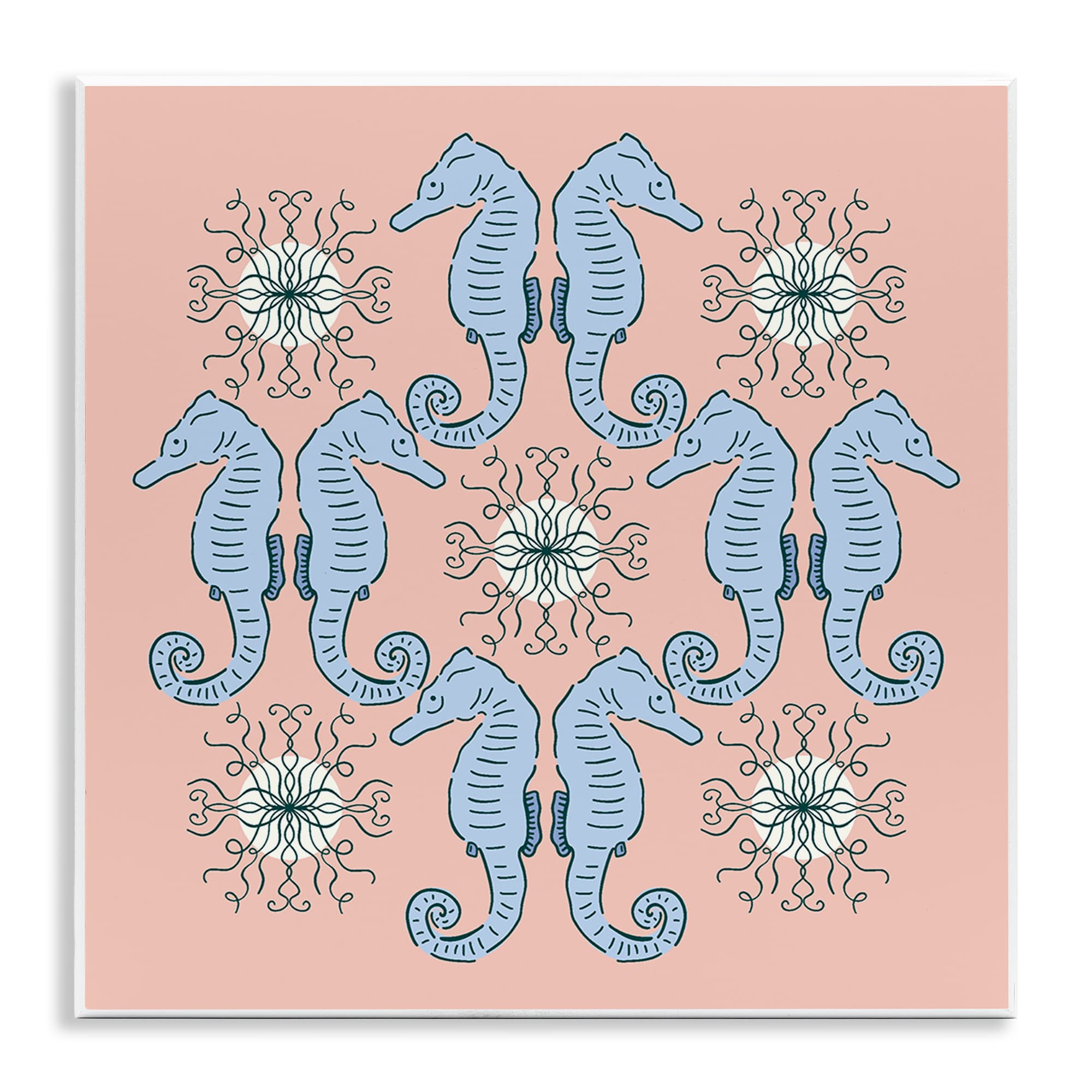 Stupell Industries  Symmetrical Coral Seahorse Pattern Wall Plaque Art By Sazerelli Designs 12 x 12