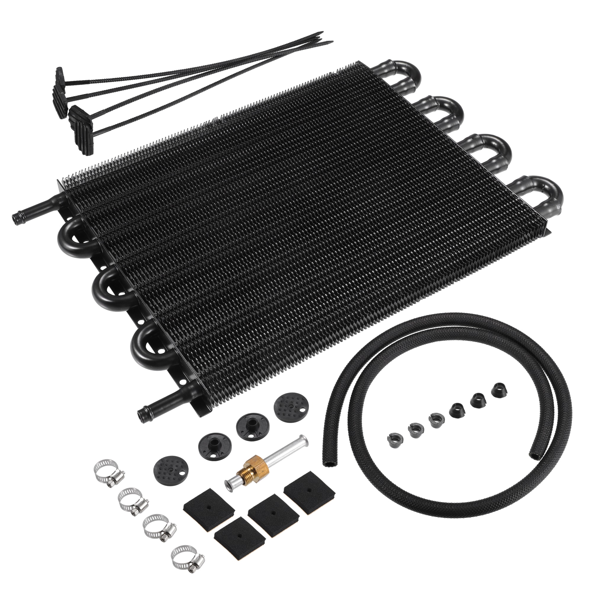 Unique Bargains 1 Set Car Universal 5/16 Inch Transmission Oil Cooler Kit 8 Pass Ultra-Cool Tube and Fin Transmission Cooler Kit Black