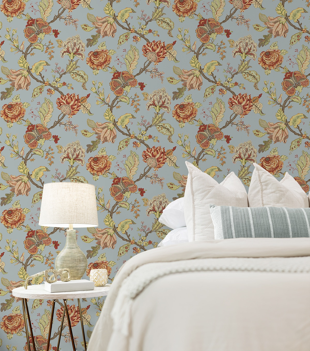 Blue Dusk Floral Vinyl Self-Adhesive Peel and Stick Wallpaper