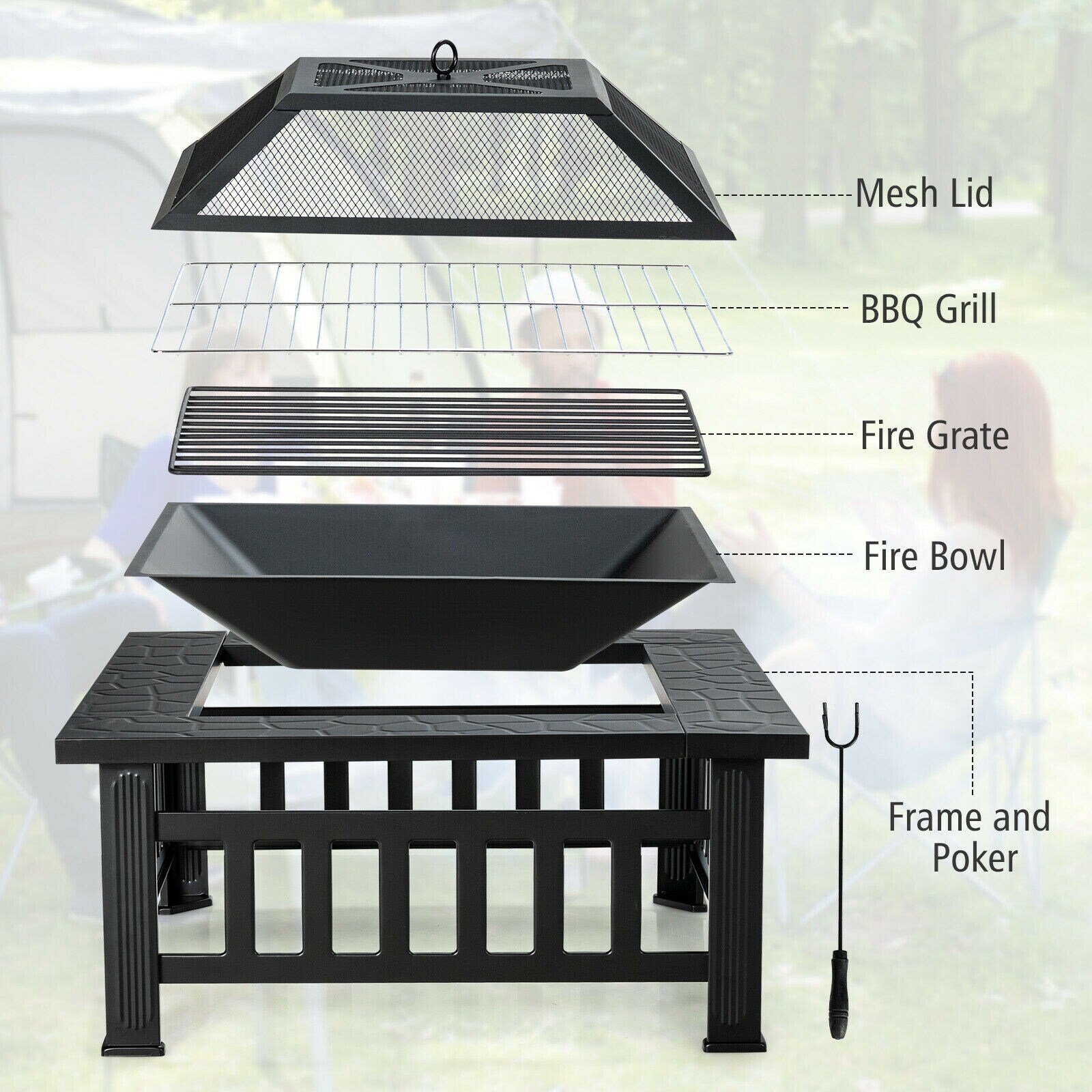 Forclover ALBA-RDWFP Outdoor-Woodburning-Firepits - View #5