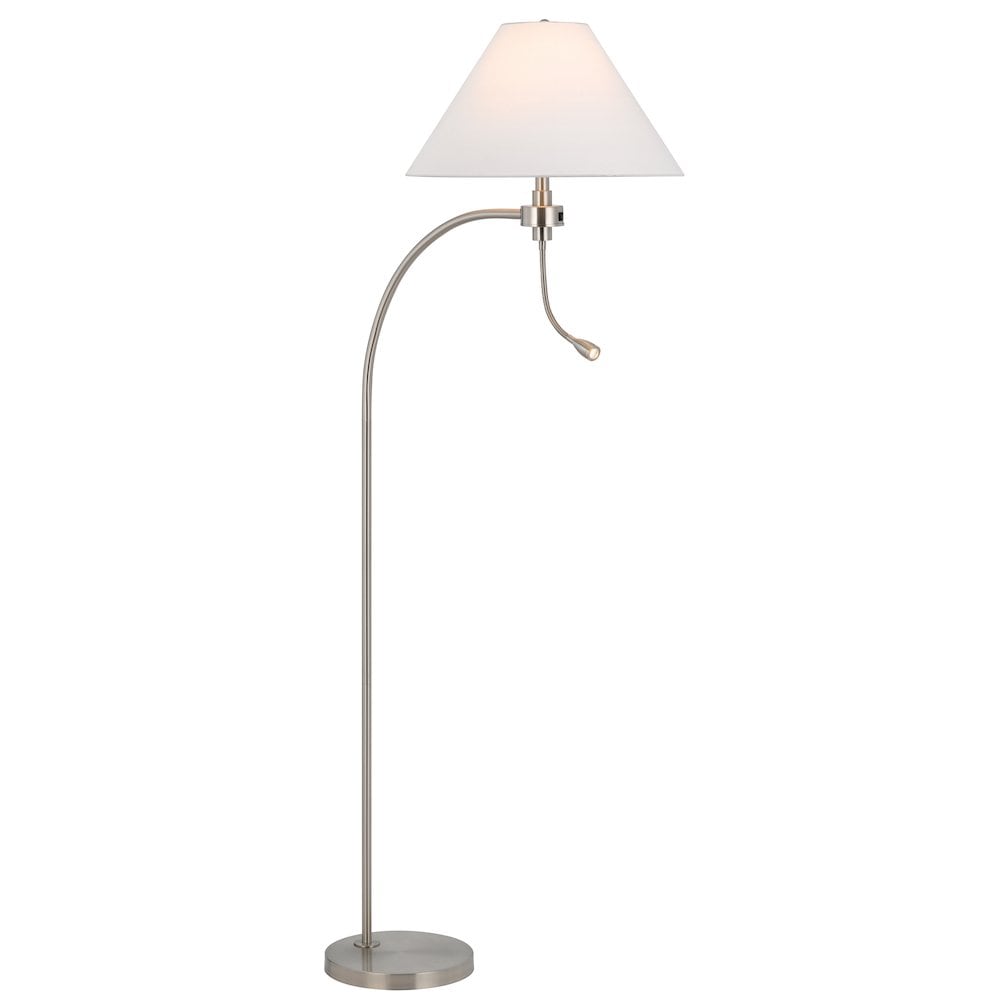 Cal Lighting 100W 3 way Ashland mini arc metal floor lamp with gooseneck 2W led reading light