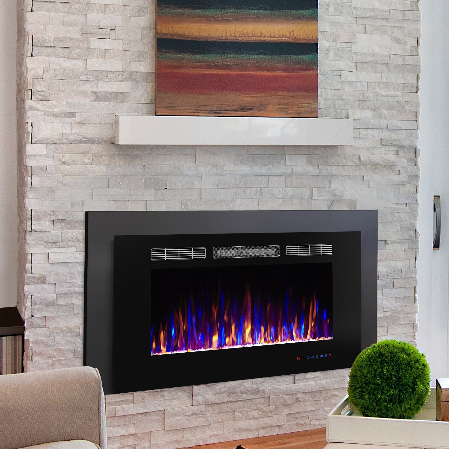 CASAINC 36.05-in W Black LED Electric Fireplace in the Electric ...