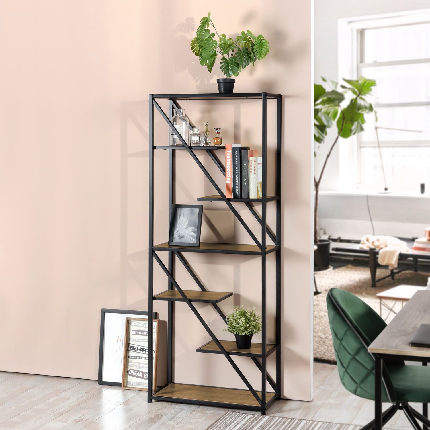 JASMODER W131470876 Brown Metal 11.80-Inches W x 71.00-Inches H x 31.50-Inches D )