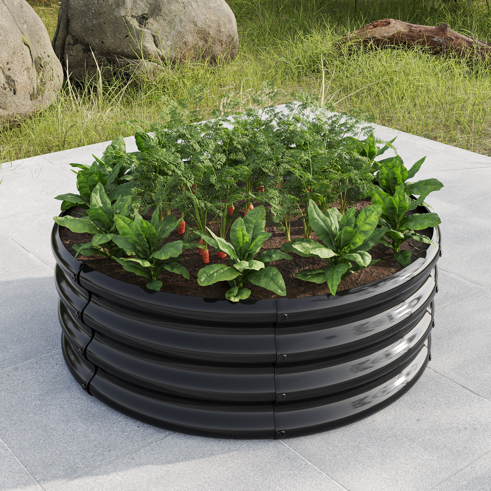 ToolCat NGG29-53-TTX 5.27-cu ft 32-in W x 32-in L x 11.42-in H Black Galvanized Metal Raised Garden Bed