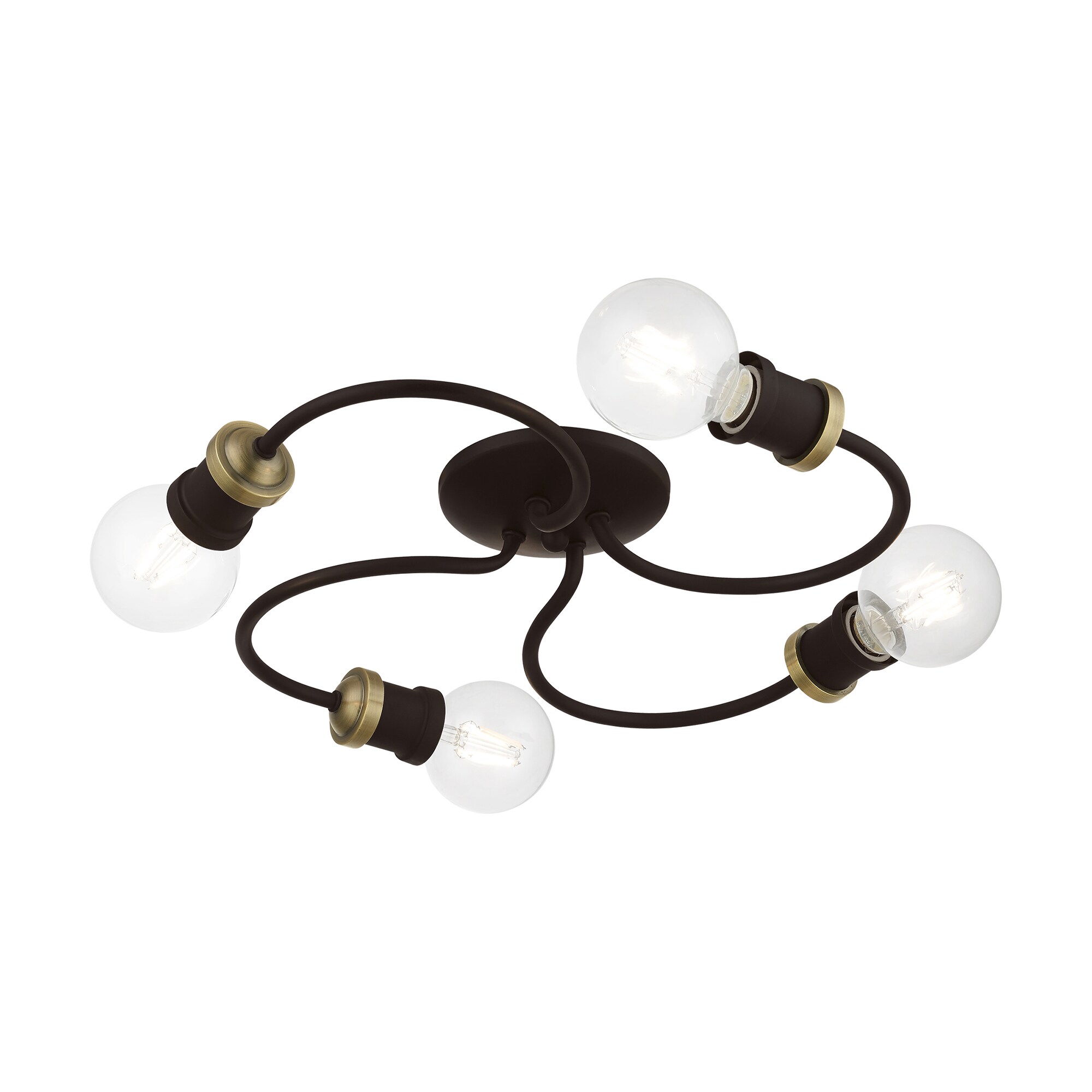 Bromley 16" Bronze Antique Brass 4-Light Flush Mount