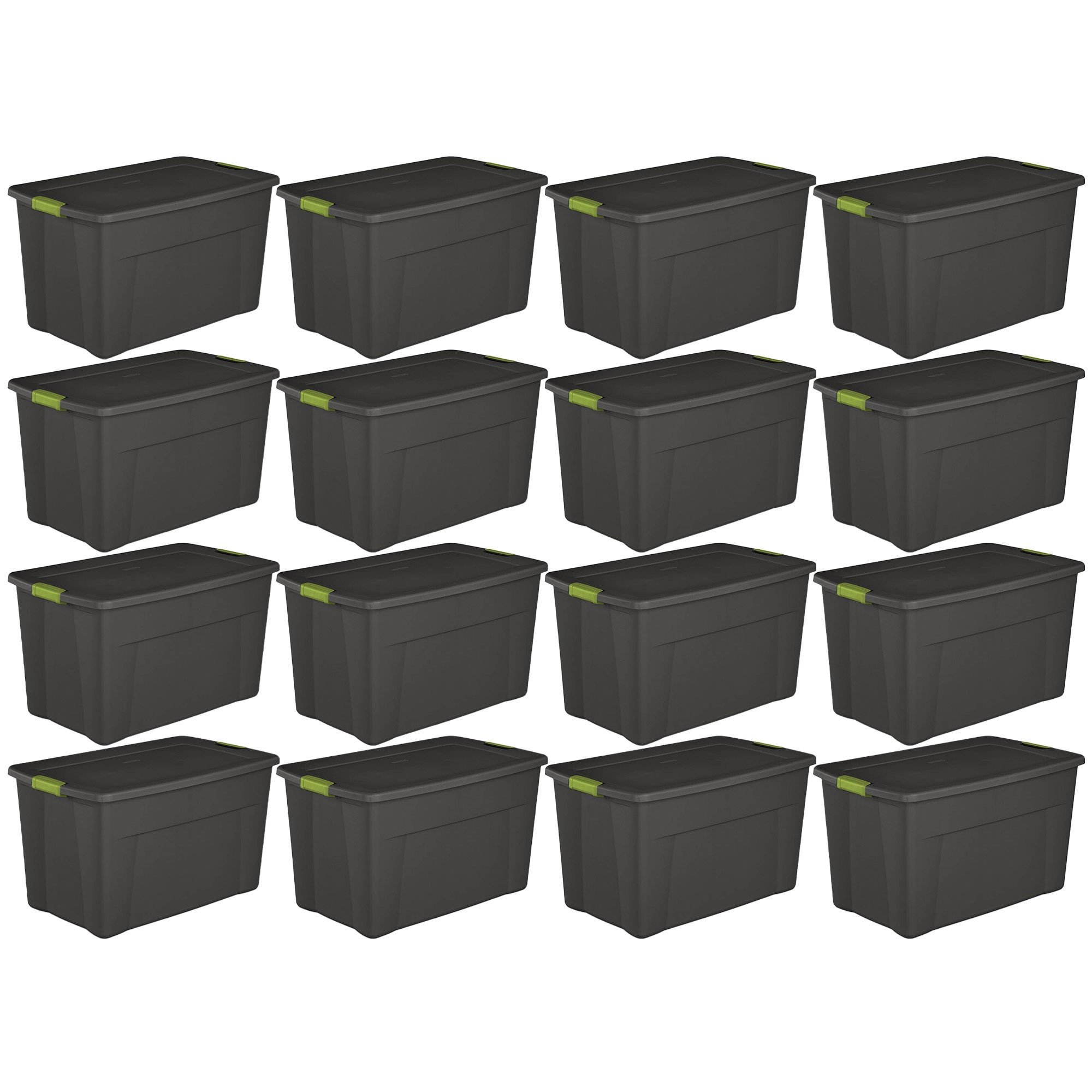 Sterilite 45 Gallon Heavy Duty Plastic Stackable Storage Container Tote  with Wheels and Latching Indexed Lid for Home Organization, Gray, 12 Pack