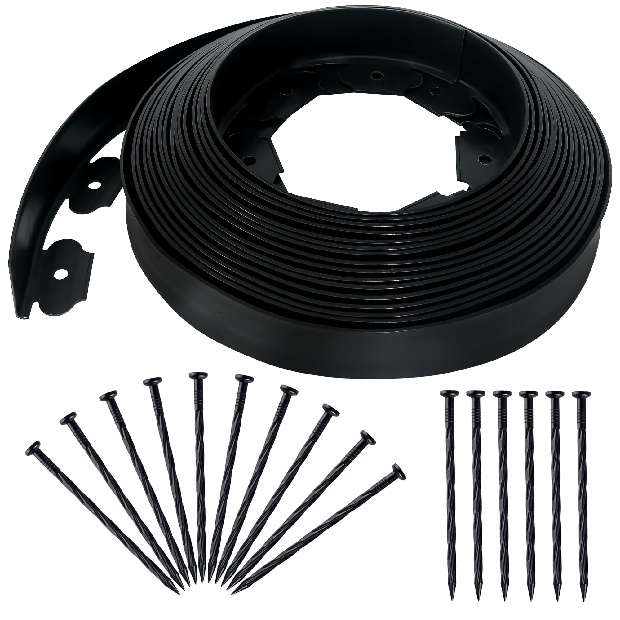 AOIZGMY  2 Inch x 50FT Landscape Edging Border Kit with 75 pcs Anchoring Spikes Flexible Plastic Lawn Edging No Dig Garden Border for Flower Beds